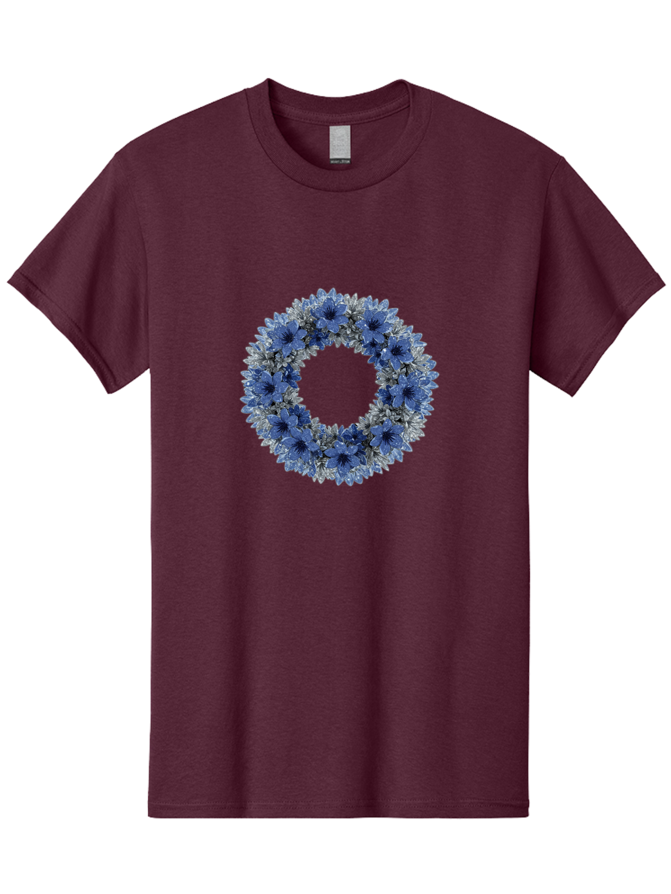 Blue-Flower-Wreath Men'S Graphic Tee, 100% Cotton, Comfortable Casual Summer Wear, Machine Washable, Vintage Camera, Old Camera, Antique Camera, Black Camera, Classic Photography, Photography Equipment, Nostalgic Device, Film Camera, Bah601