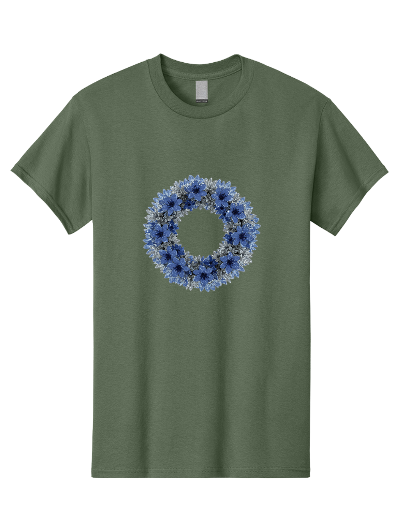 Blue-Flower-Wreath Men'S Graphic Tee, 100% Cotton, Comfortable Casual Summer Wear, Machine Washable, Vintage Camera, Old Camera, Antique Camera, Black Camera, Classic Photography, Photography Equipment, Nostalgic Device, Film Camera, Bah601