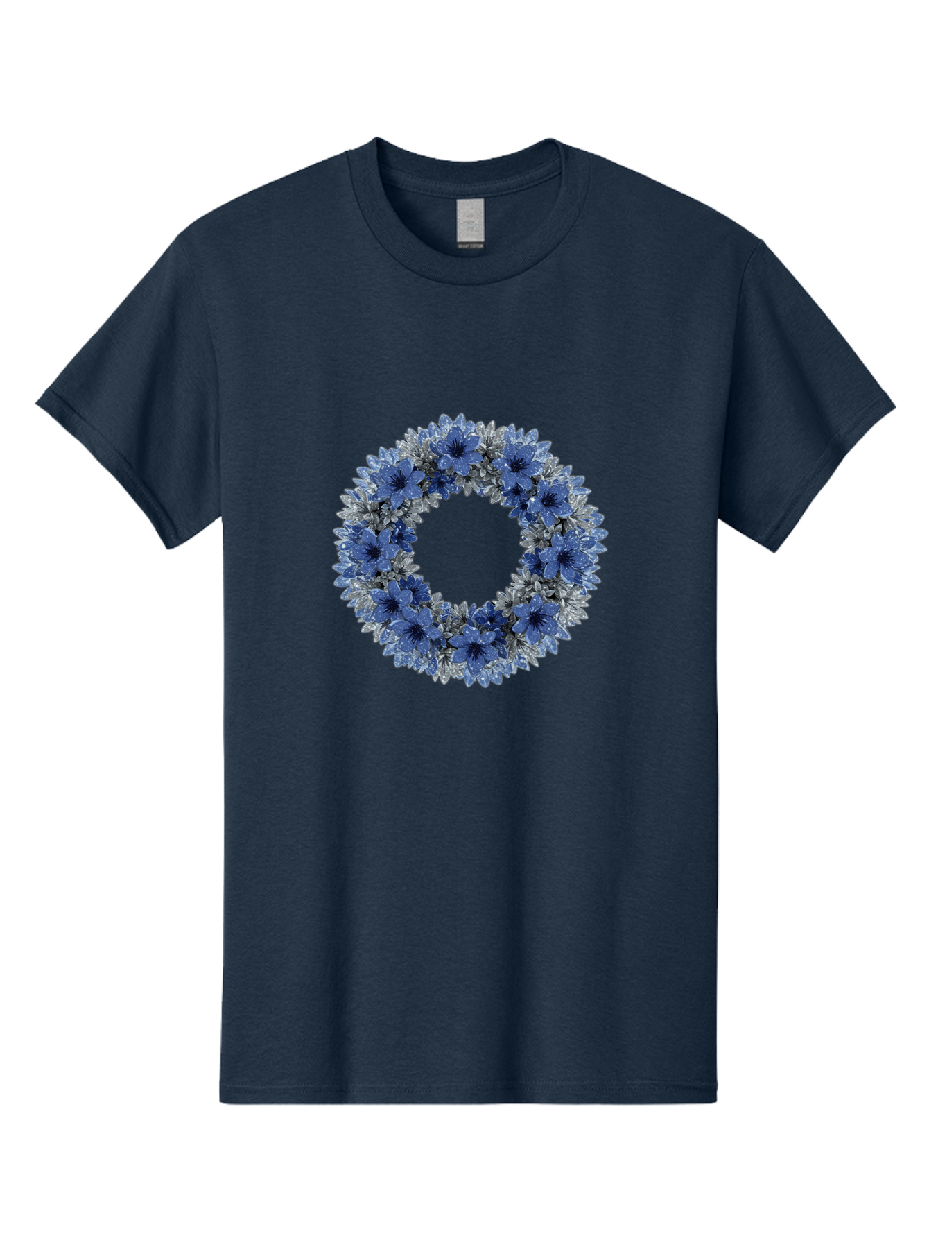 Blue-Flower-Wreath Men'S Graphic Tee, 100% Cotton, Comfortable Casual Summer Wear, Machine Washable, Vintage Camera, Old Camera, Antique Camera, Black Camera, Classic Photography, Photography Equipment, Nostalgic Device, Film Camera, Bah601