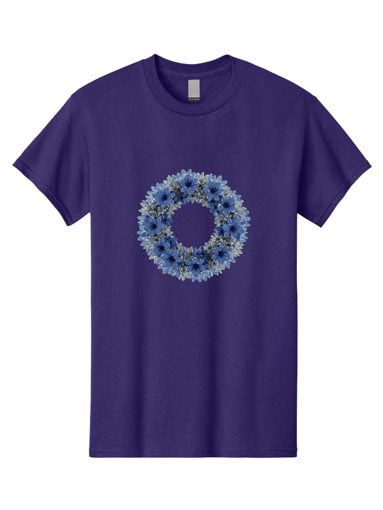 Blue-Flower-Wreath Men'S Graphic Tee, 100% Cotton, Comfortable Casual Summer Wear, Machine Washable, Vintage Camera, Old Camera, Antique Camera, Black Camera, Classic Photography, Photography Equipment, Nostalgic Device, Film Camera, Bah601