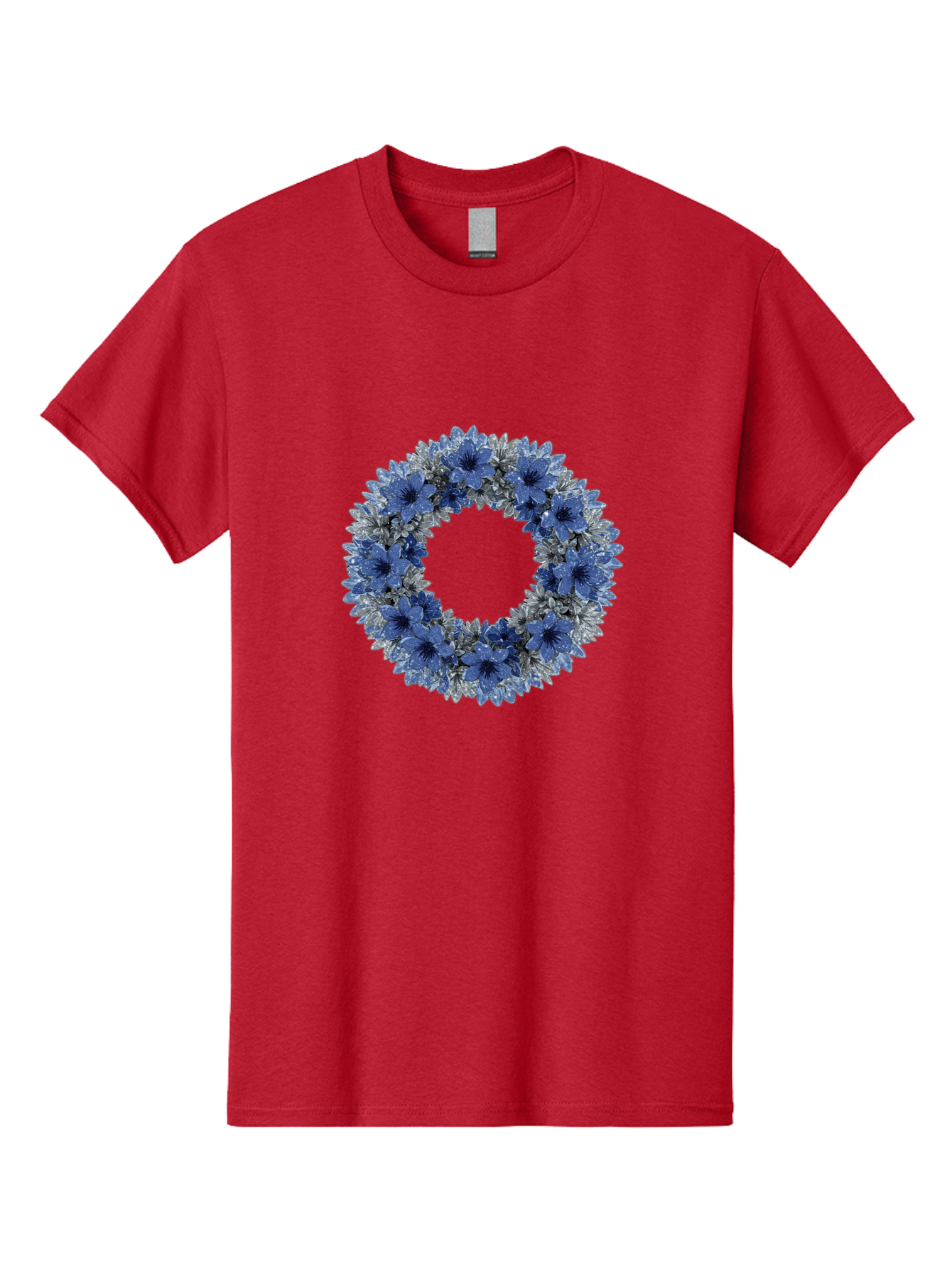 Blue-Flower-Wreath Men'S Graphic Tee, 100% Cotton, Comfortable Casual Summer Wear, Machine Washable, Vintage Camera, Old Camera, Antique Camera, Black Camera, Classic Photography, Photography Equipment, Nostalgic Device, Film Camera, Bah601