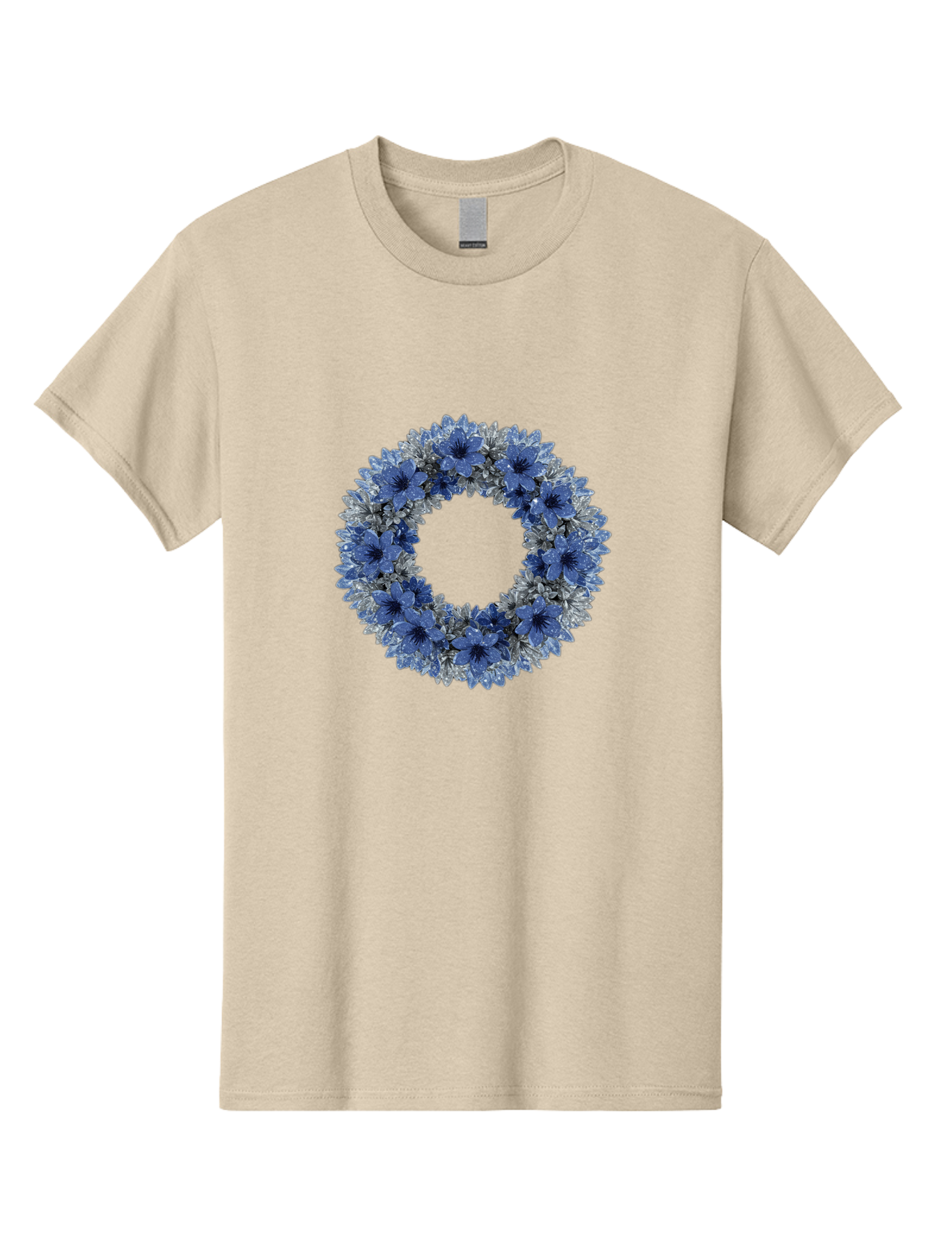 Blue-Flower-Wreath Men'S Graphic Tee, 100% Cotton, Comfortable Casual Summer Wear, Machine Washable, Vintage Camera, Old Camera, Antique Camera, Black Camera, Classic Photography, Photography Equipment, Nostalgic Device, Film Camera, Bah601