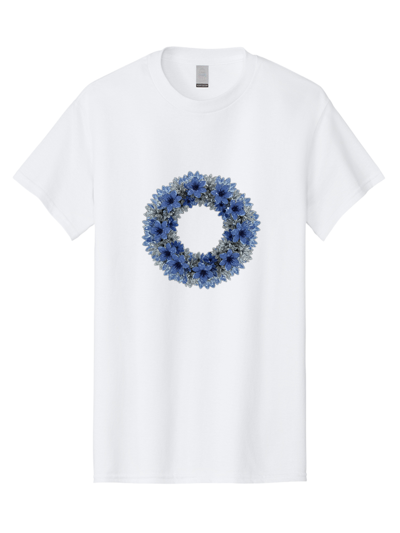 Blue-Flower-Wreath Men'S Graphic Tee, 100% Cotton, Comfortable Casual Summer Wear, Machine Washable, Vintage Camera, Old Camera, Antique Camera, Black Camera, Classic Photography, Photography Equipment, Nostalgic Device, Film Camera, Bah601