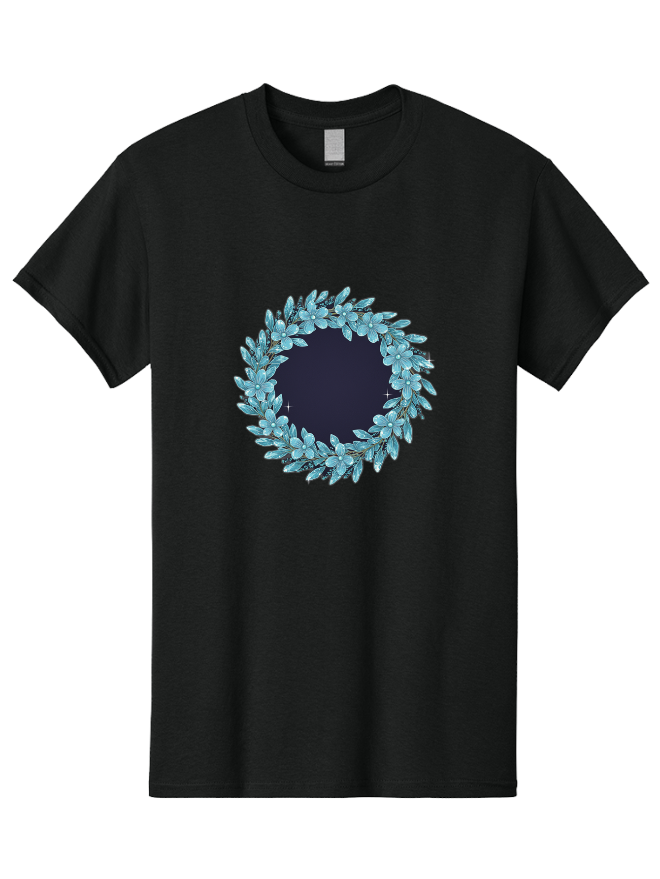 Blue-Flowers-Wreath Men'S Graphic Tee, 100% Cotton, Comfortable Casual Summer Wear, Machine Washable, Vintage Camera, Old Camera, Antique Camera, Black Camera, Classic Photography, Photography Equipment, Nostalgic Device, Film Camera, Bah602