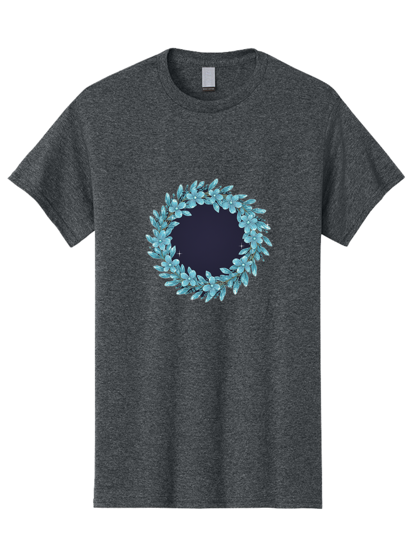 Blue-Flowers-Wreath Men'S Graphic Tee, 100% Cotton, Comfortable Casual Summer Wear, Machine Washable, Vintage Camera, Old Camera, Antique Camera, Black Camera, Classic Photography, Photography Equipment, Nostalgic Device, Film Camera, Bah602