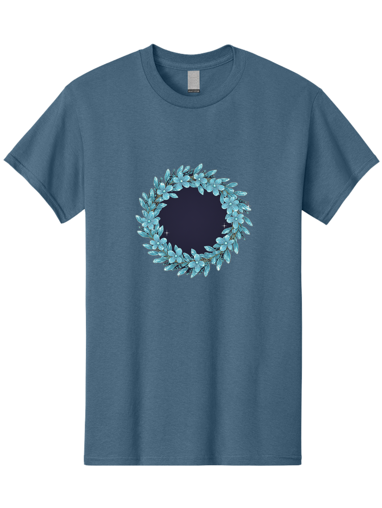 Blue-Flowers-Wreath Men'S Graphic Tee, 100% Cotton, Comfortable Casual Summer Wear, Machine Washable, Vintage Camera, Old Camera, Antique Camera, Black Camera, Classic Photography, Photography Equipment, Nostalgic Device, Film Camera, Bah602