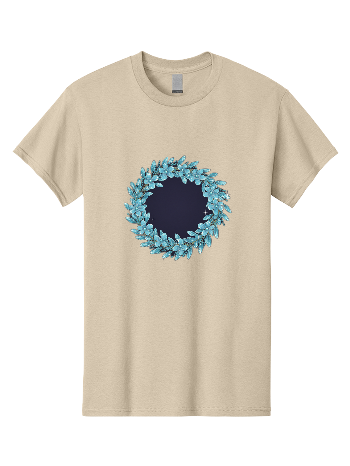Blue-Flowers-Wreath Men'S Graphic Tee, 100% Cotton, Comfortable Casual Summer Wear, Machine Washable, Vintage Camera, Old Camera, Antique Camera, Black Camera, Classic Photography, Photography Equipment, Nostalgic Device, Film Camera, Bah602