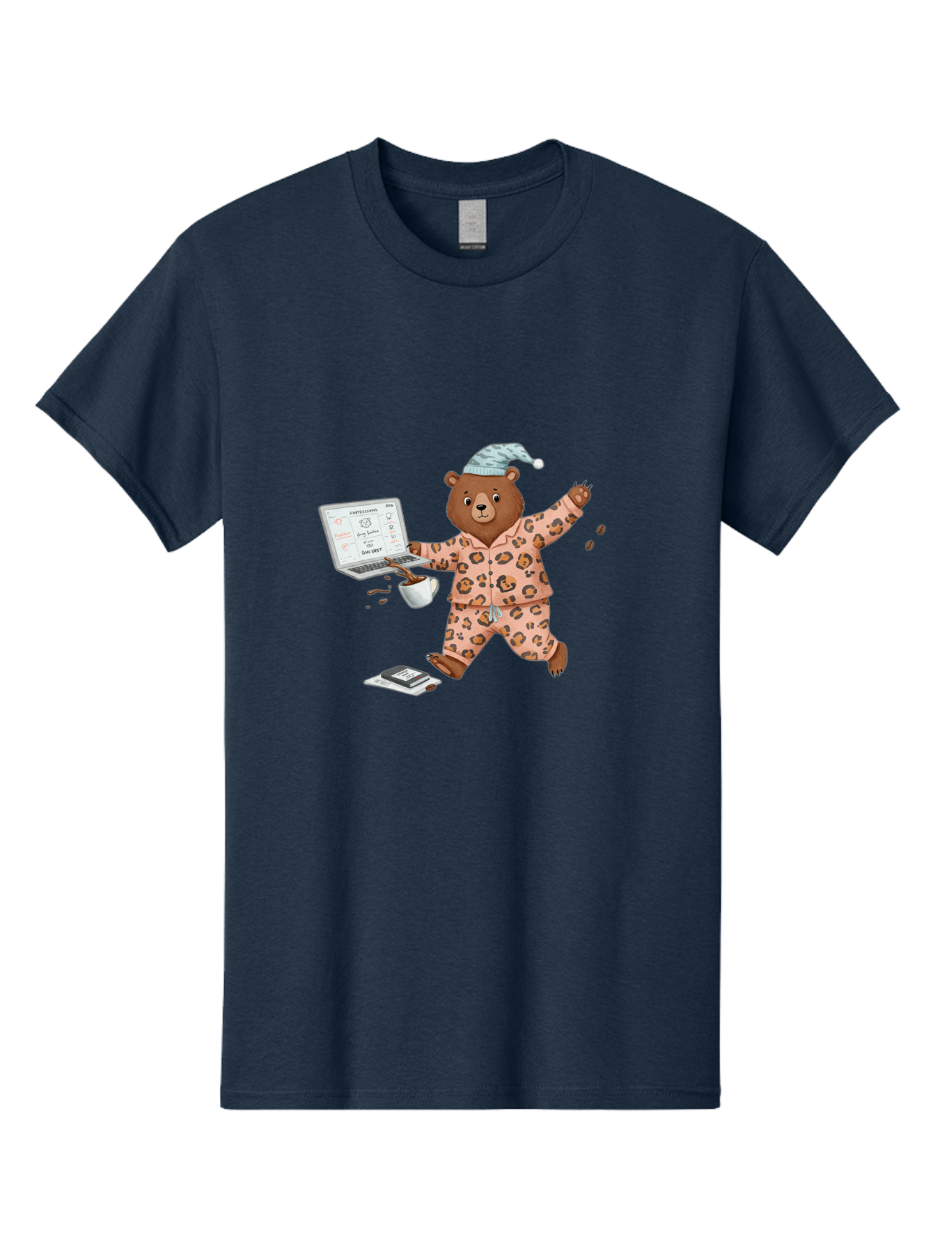 Brown-Bear-Pajamas-Laptop-Coffee Men'S Graphic Tee, 100% Cotton, Comfortable Casual Summer Wear, Machine Washable, Vintage Camera, Old Camera, Antique Camera, Black Camera, Classic Photography, Photography Equipment, Nostalgic Device, Bah611