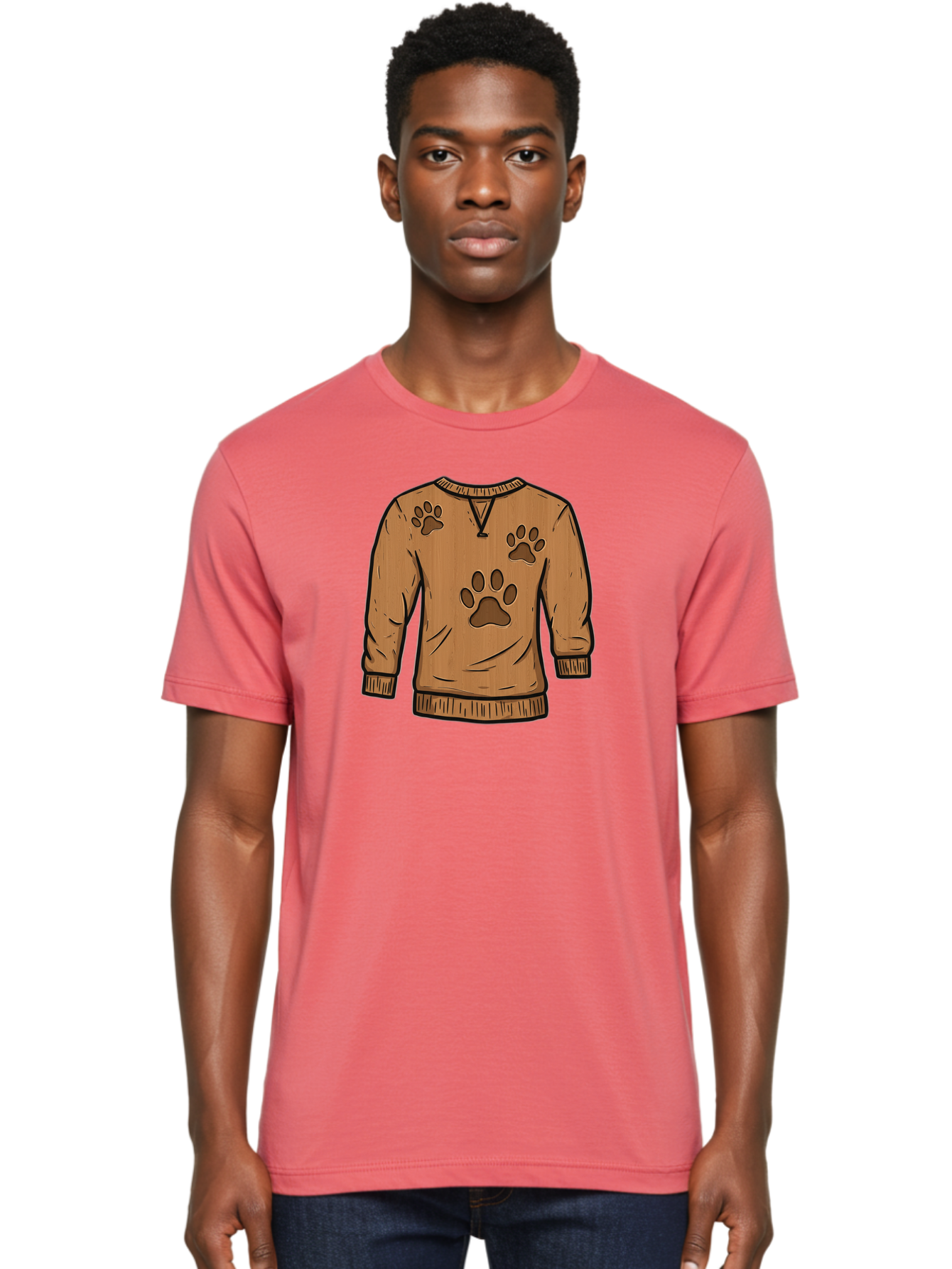 Brown-Sweater-With-Paw-Prints Men'S Graphic Tee, 100% Cotton, Comfortable Casual Summer Wear, Machine Washable, Vintage Camera, Old Camera, Antique Camera, Black Camera, Classic Photography, Photography Equipment, Nostalgic Device, Bah614
