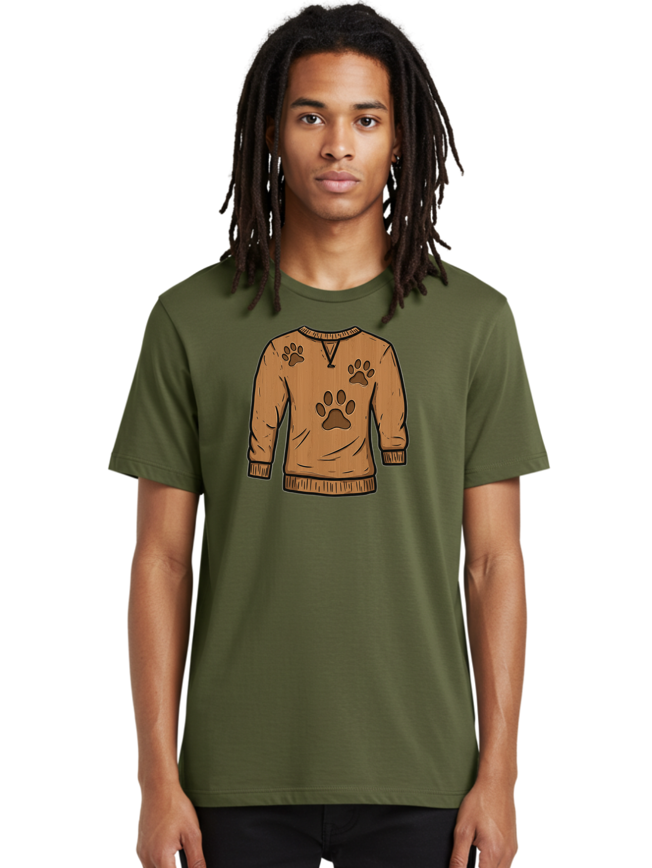 Brown-Sweater-With-Paw-Prints Men'S Graphic Tee, 100% Cotton, Comfortable Casual Summer Wear, Machine Washable, Vintage Camera, Old Camera, Antique Camera, Black Camera, Classic Photography, Photography Equipment, Nostalgic Device, Bah614