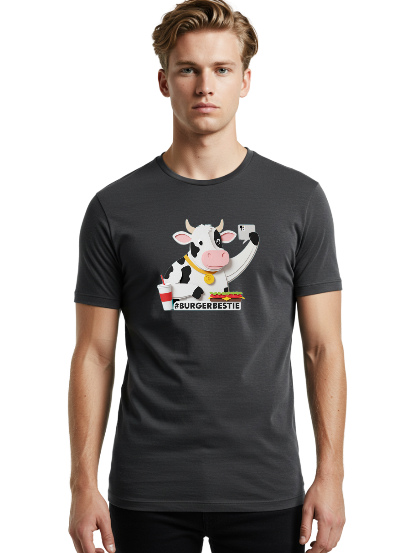 Burgerbestie-Cow-3 Men'S Graphic Tee, 100% Cotton, Comfortable Casual Summer Wear, Machine Washable, Vintage Camera, Old Camera, Antique Camera, Black Camera, Classic Photography, Photography Equipment, Nostalgic Device, Film Camera, Bah637