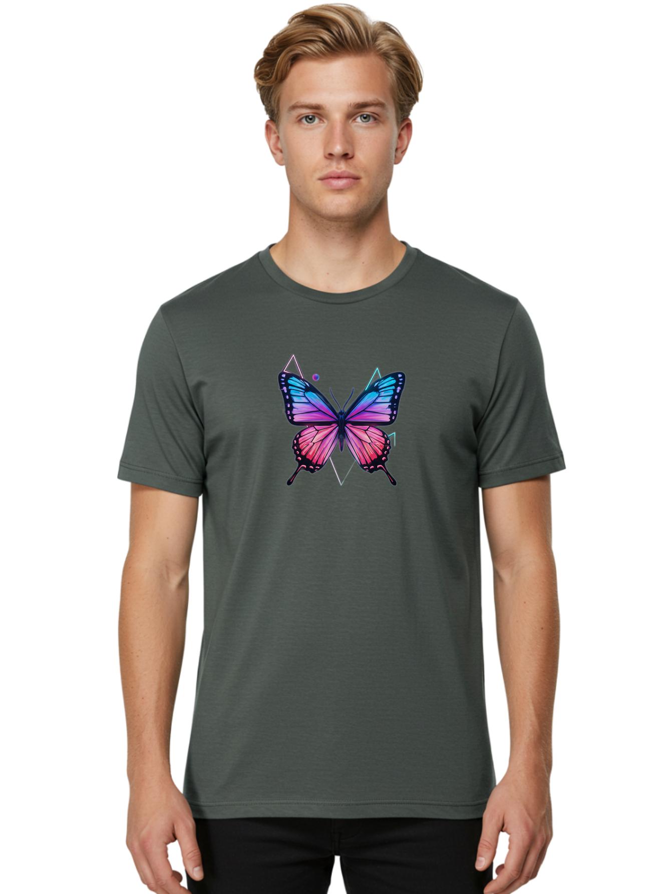Butterfly-1 Men'S Graphic Tee, 100% Cotton, Comfortable Casual Summer Wear, Machine Washable, Vintage Camera, Old Camera, Antique Camera, Black Camera, Classic Photography, Photography Equipment, Nostalgic Device, Film Camera, Camera Art Bah641