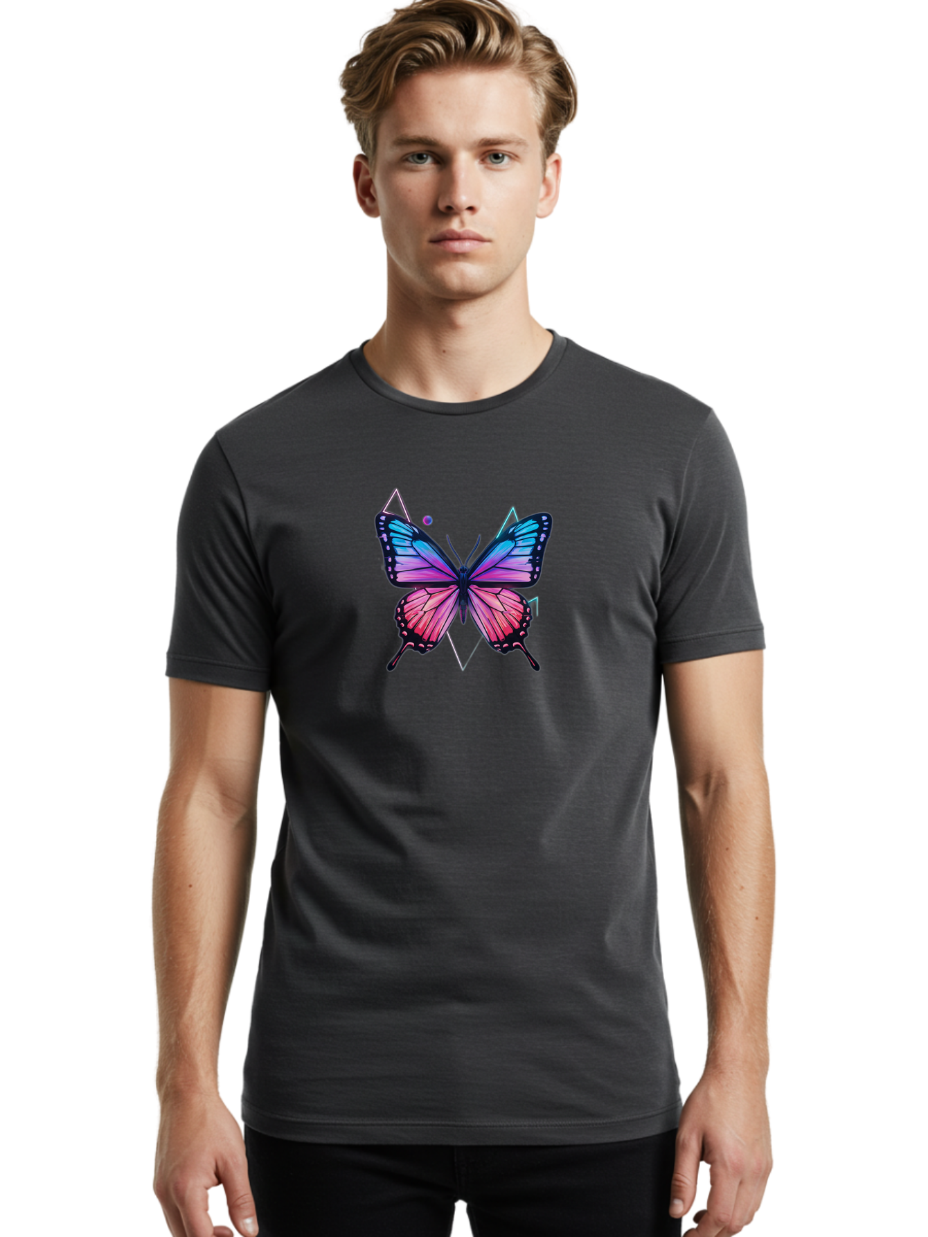 Butterfly-1 Men'S Graphic Tee, 100% Cotton, Comfortable Casual Summer Wear, Machine Washable, Vintage Camera, Old Camera, Antique Camera, Black Camera, Classic Photography, Photography Equipment, Nostalgic Device, Film Camera, Camera Art Bah641