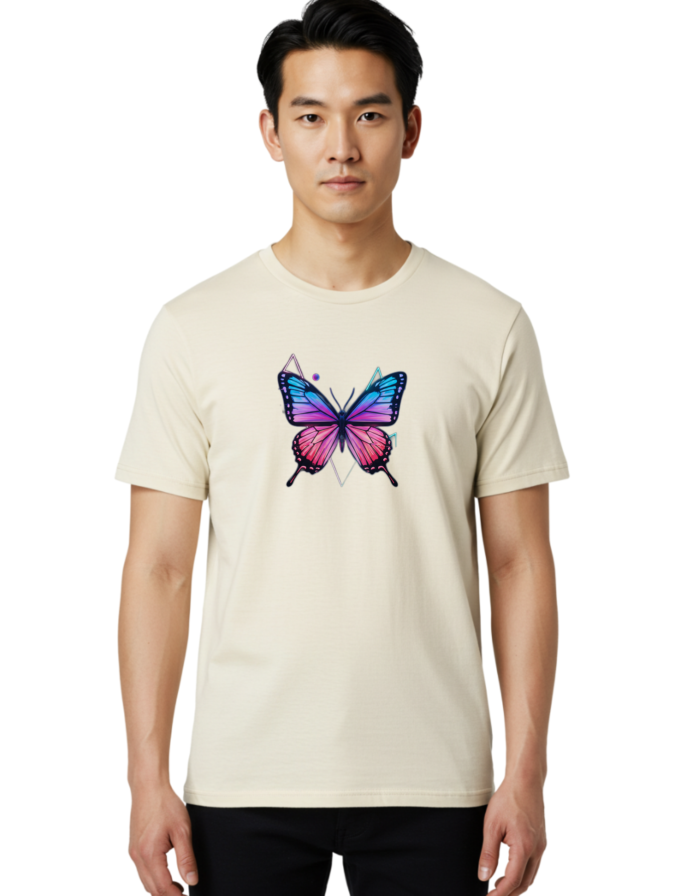 Butterfly-1 Men'S Graphic Tee, 100% Cotton, Comfortable Casual Summer Wear, Machine Washable, Vintage Camera, Old Camera, Antique Camera, Black Camera, Classic Photography, Photography Equipment, Nostalgic Device, Film Camera, Camera Art Bah641