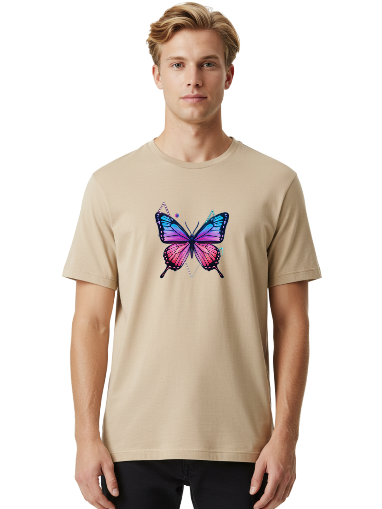 Butterfly-1 Men'S Graphic Tee, 100% Cotton, Comfortable Casual Summer Wear, Machine Washable, Vintage Camera, Old Camera, Antique Camera, Black Camera, Classic Photography, Photography Equipment, Nostalgic Device, Film Camera, Camera Art Bah641