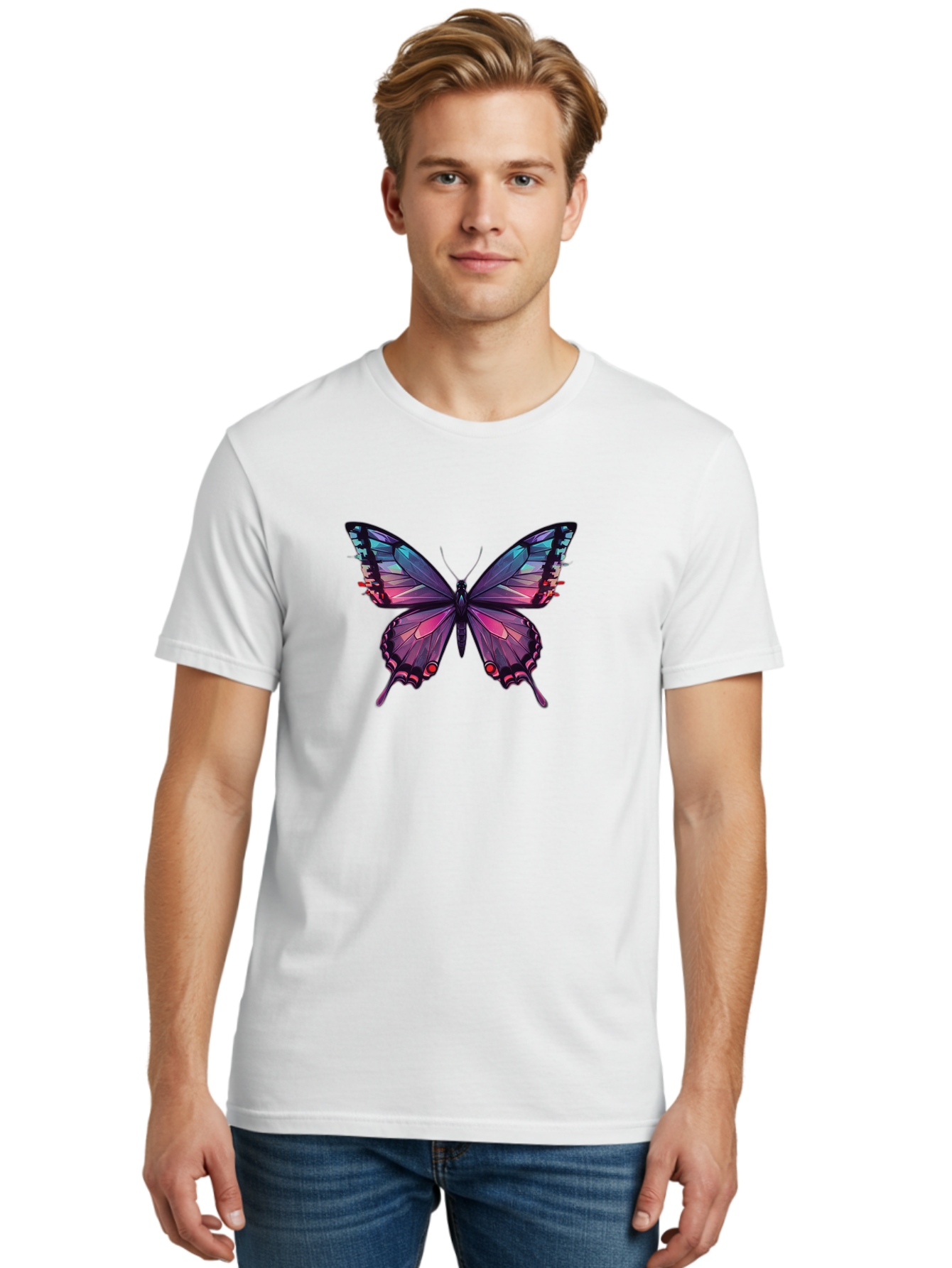 Butterfly-10 Men'S Graphic Tee, 100% Cotton, Comfortable Casual Summer Wear, Machine Washable, Vintage Camera, Old Camera, Antique Camera, Black Camera, Classic Photography, Photography Equipment, Nostalgic Device, Film Camera, Camera Art Bah642