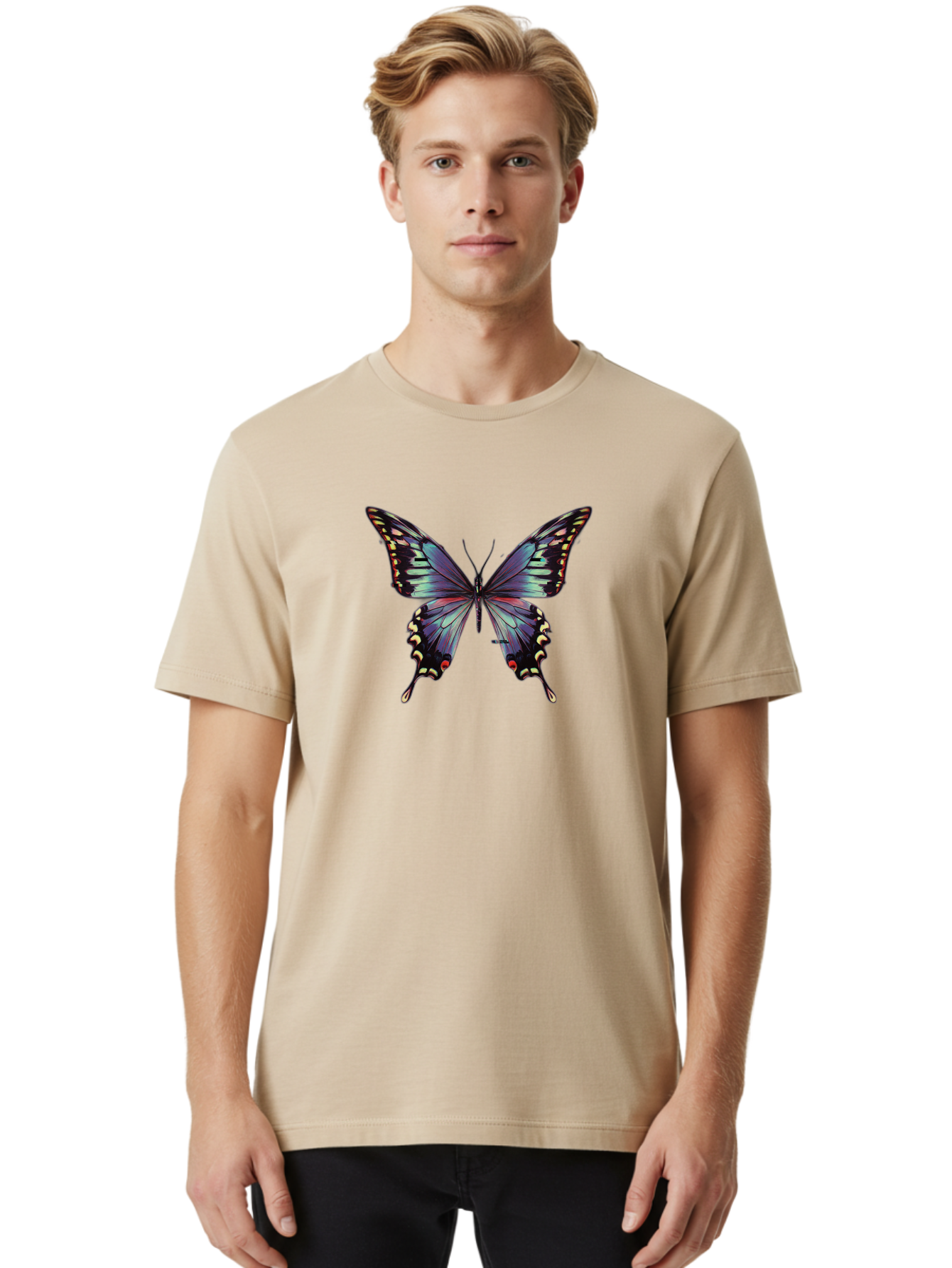 Butterfly-14 Men'S Graphic Tee, 100% Cotton, Comfortable Casual Summer Wear, Machine Washable, Vintage Camera, Old Camera, Antique Camera, Black Camera, Classic Photography, Photography Equipment, Nostalgic Device, Film Camera, Camera Art Bah646