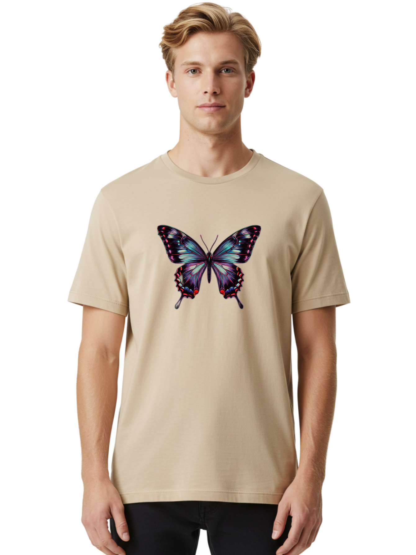 Butterfly-19 Men'S Graphic Tee, 100% Cotton, Comfortable Casual Summer Wear, Machine Washable, Vintage Camera, Old Camera, Antique Camera, Black Camera, Classic Photography, Photography Equipment, Nostalgic Device, Film Camera, Camera Art Bah651