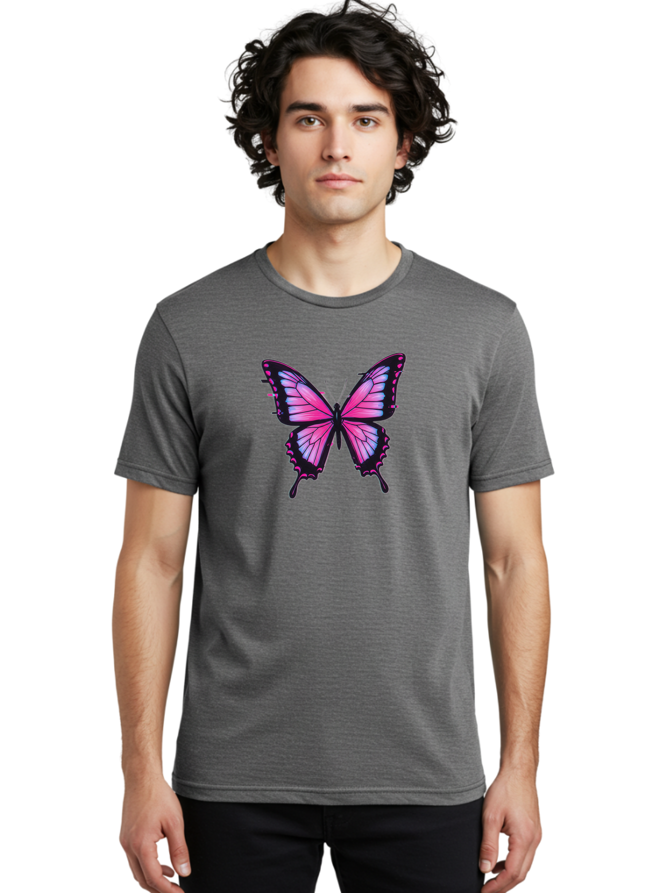 Butterfly-2 Men'S Graphic Tee, 100% Cotton, Comfortable Casual Summer Wear, Machine Washable, Vintage Camera, Old Camera, Antique Camera, Black Camera, Classic Photography, Photography Equipment, Nostalgic Device, Film Camera, Camera Art Bah652