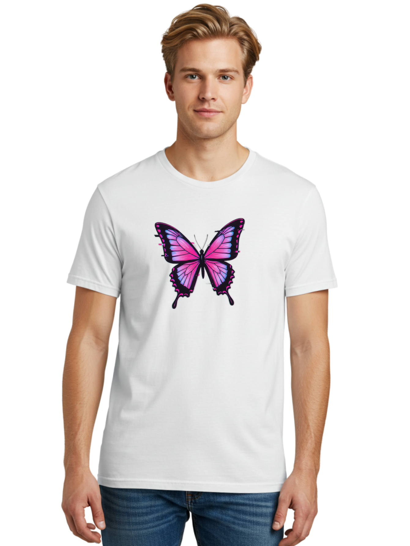 Butterfly-2 Men'S Graphic Tee, 100% Cotton, Comfortable Casual Summer Wear, Machine Washable, Vintage Camera, Old Camera, Antique Camera, Black Camera, Classic Photography, Photography Equipment, Nostalgic Device, Film Camera, Camera Art Bah652