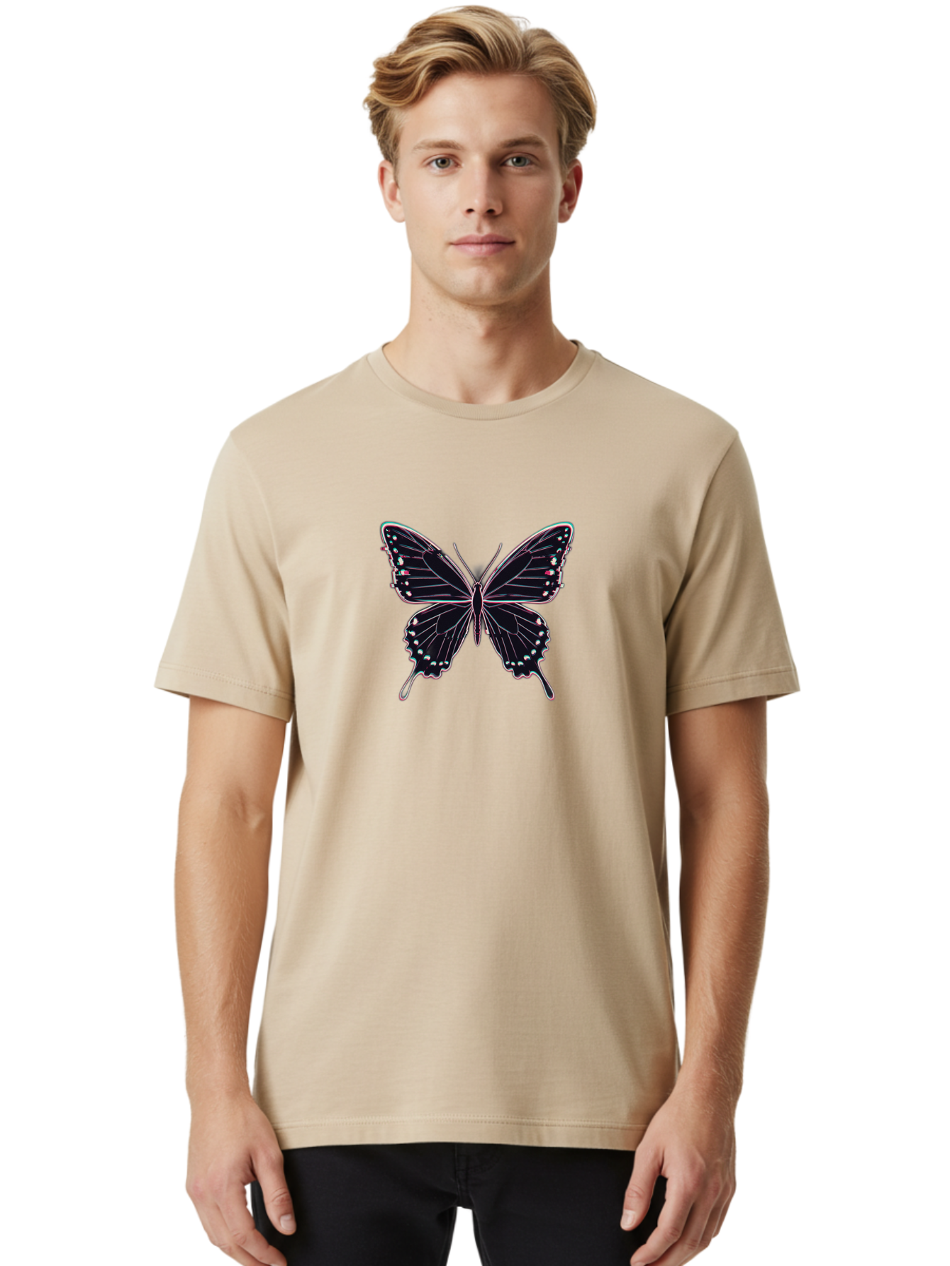 Butterfly-20 Men'S Graphic Tee, 100% Cotton, Comfortable Casual Summer Wear, Machine Washable, Vintage Camera, Old Camera, Antique Camera, Black Camera, Classic Photography, Photography Equipment, Nostalgic Device, Film Camera, Camera Art Bah653