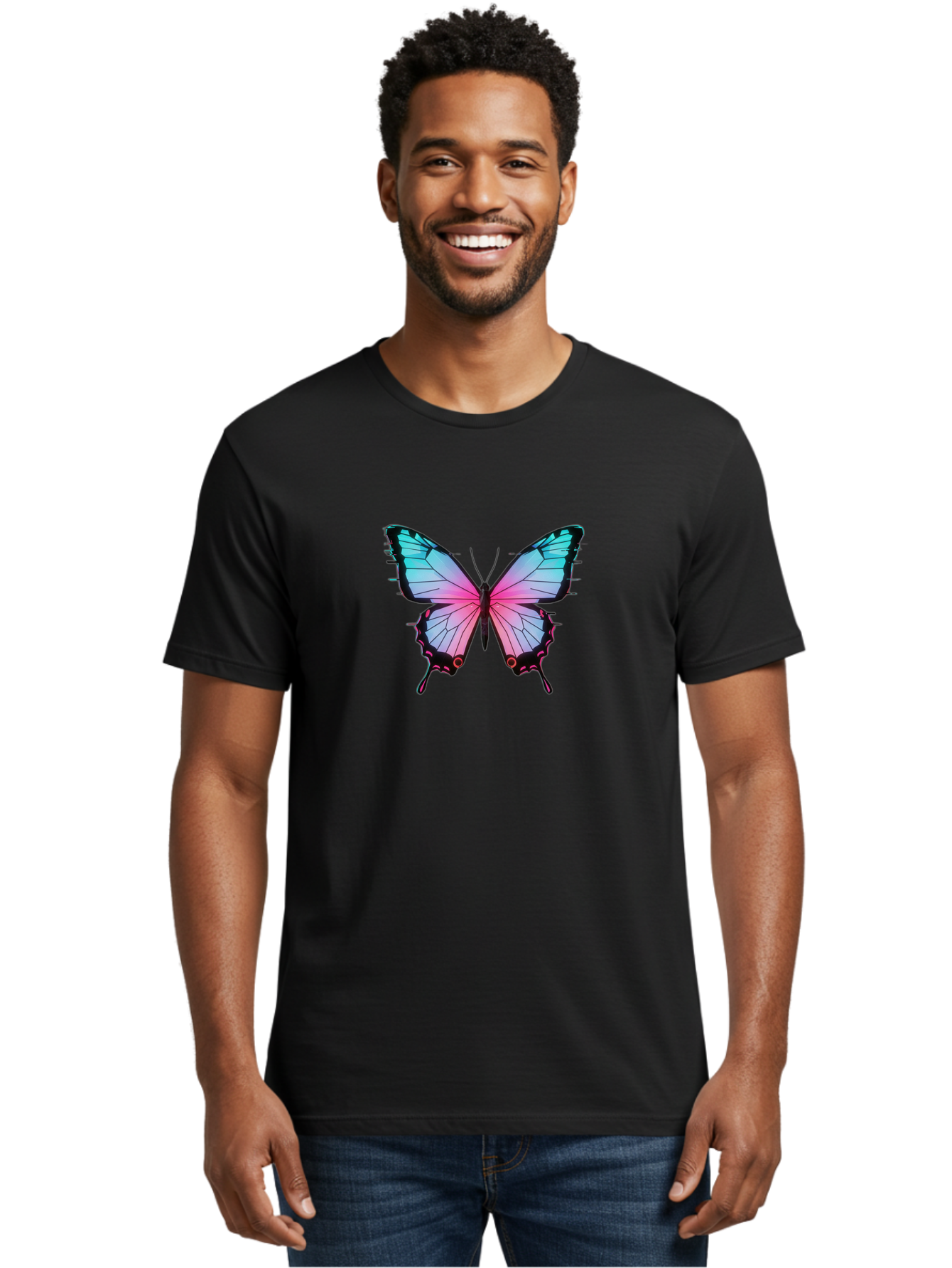 Butterfly-21 Men'S Graphic Tee, 100% Cotton, Comfortable Casual Summer Wear, Machine Washable, Vintage Camera, Old Camera, Antique Camera, Black Camera, Classic Photography, Photography Equipment, Nostalgic Device, Film Camera, Camera Art Bah654