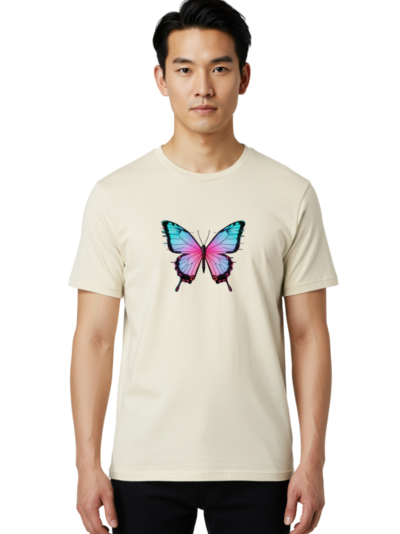 Butterfly-21 Men'S Graphic Tee, 100% Cotton, Comfortable Casual Summer Wear, Machine Washable, Vintage Camera, Old Camera, Antique Camera, Black Camera, Classic Photography, Photography Equipment, Nostalgic Device, Film Camera, Camera Art Bah654
