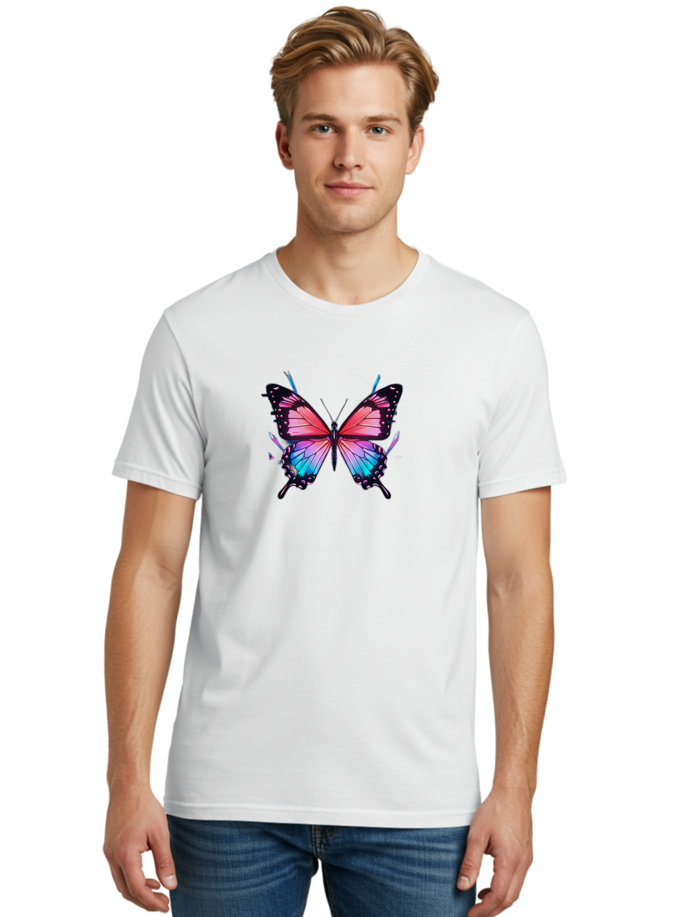 Butterfly-27 Men'S Graphic Tee, 100% Cotton, Comfortable Casual Summer Wear, Machine Washable, Vintage Camera, Old Camera, Antique Camera, Black Camera, Classic Photography, Photography Equipment, Nostalgic Device, Film Camera, Camera Art Bah660