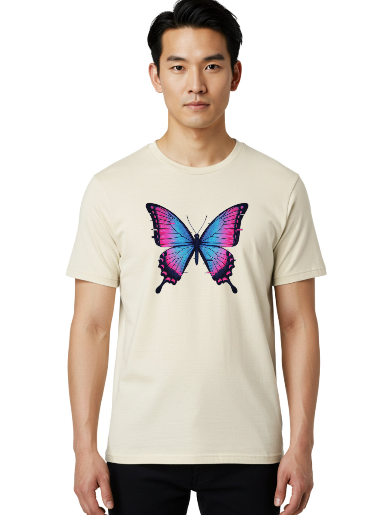 Butterfly-4 Men'S Graphic Tee, 100% Cotton, Comfortable Casual Summer Wear, Machine Washable, Vintage Camera, Old Camera, Antique Camera, Black Camera, Classic Photography, Photography Equipment, Nostalgic Device, Film Camera, Camera Art Bah664