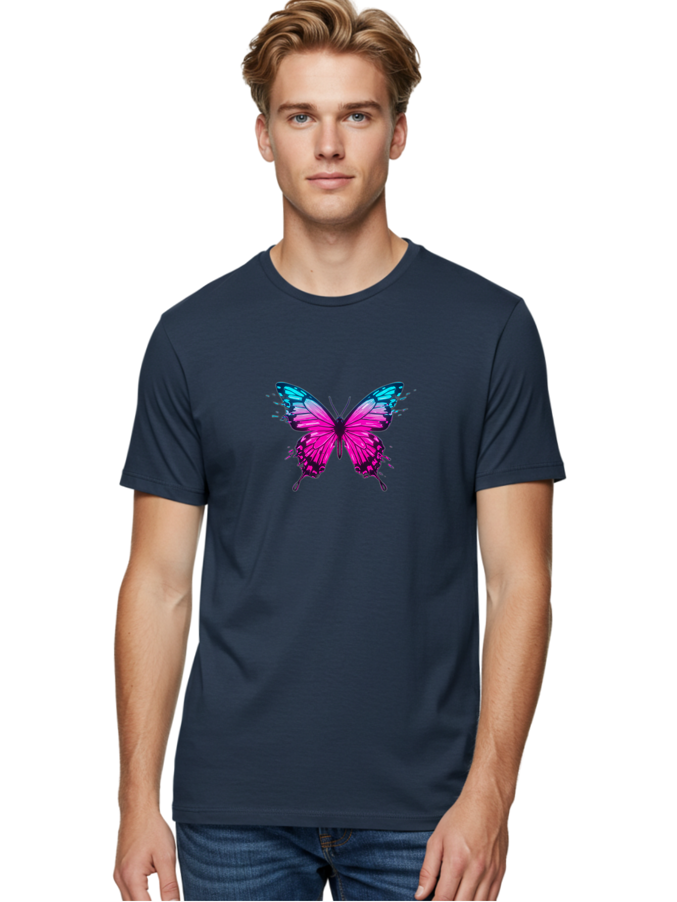 Butterfly-8 Men'S Graphic Tee, 100% Cotton, Comfortable Casual Summer Wear, Machine Washable, Vintage Camera, Old Camera, Antique Camera, Black Camera, Classic Photography, Photography Equipment, Nostalgic Device, Film Camera, Camera Art Bah668
