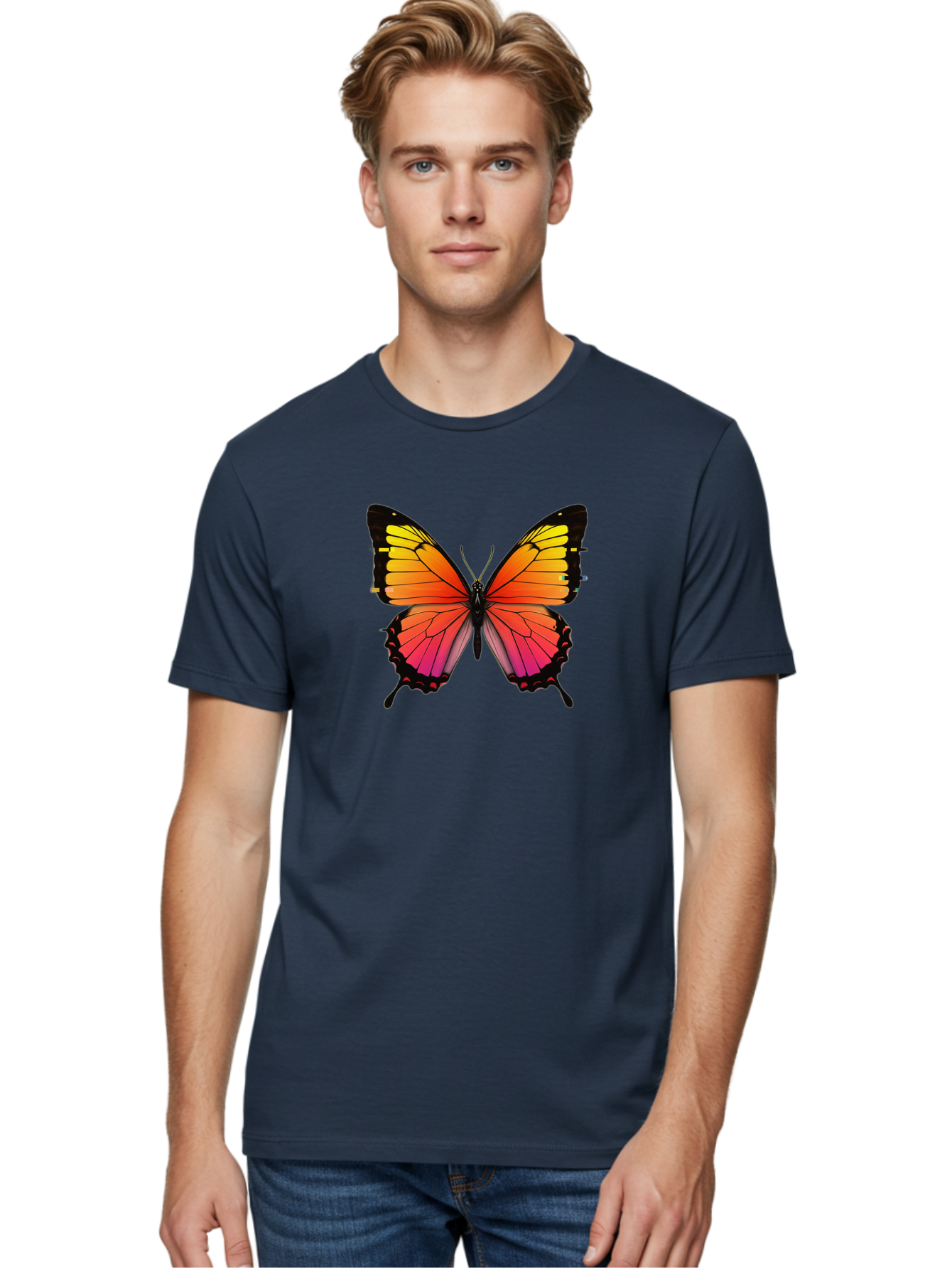 Butterfly-9 Men'S Graphic Tee, 100% Cotton, Comfortable Casual Summer Wear, Machine Washable, Vintage Camera, Old Camera, Antique Camera, Black Camera, Classic Photography, Photography Equipment, Nostalgic Device, Film Camera, Camera Art Bah669
