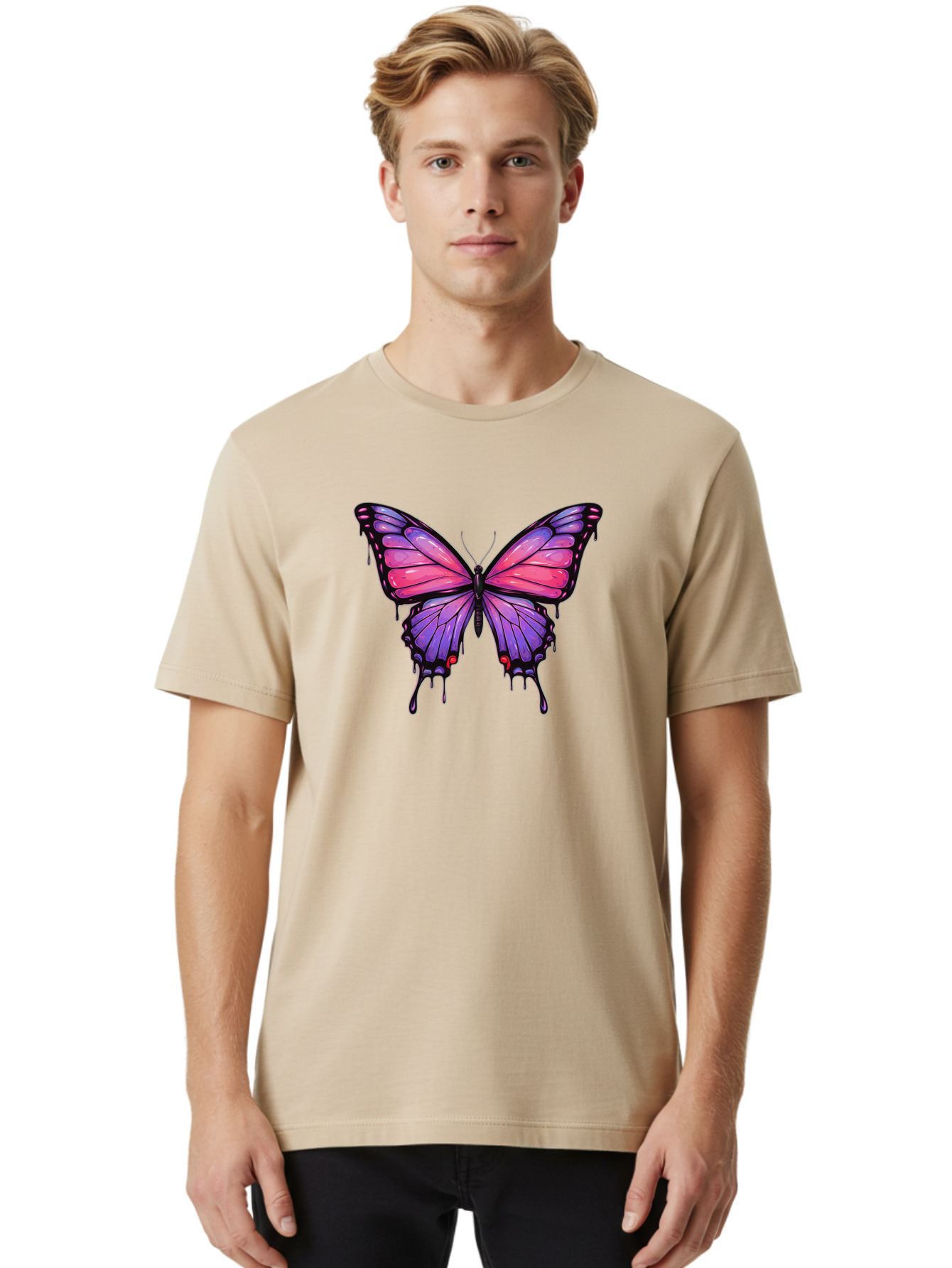 Butterfly-Design Men'S Graphic Tee, 100% Cotton, Comfortable Casual Summer Wear, Machine Washable, Vintage Camera, Old Camera, Antique Camera, Black Camera, Classic Photography, Photography Equipment, Nostalgic Device, Film Camera, Camera Art Bah670