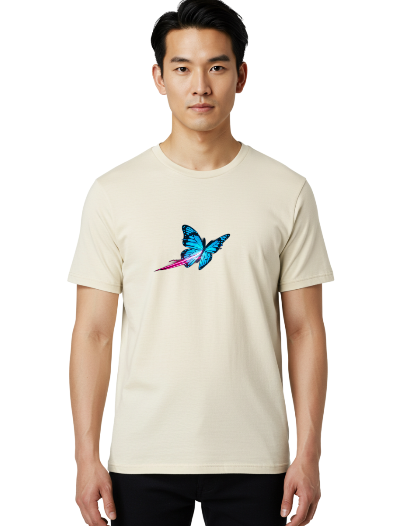 Butterfly-With-Neon-Trail Men'S Graphic Tee, 100% Cotton, Comfortable Casual Summer Wear, Machine Washable, Vintage Camera, Old Camera, Antique Camera, Black Camera, Classic Photography, Photography Equipment, Nostalgic Device, Film Camera, Bah673