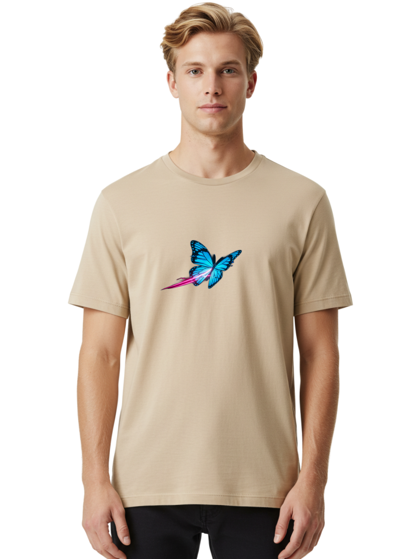 Butterfly-With-Neon-Trail Men'S Graphic Tee, 100% Cotton, Comfortable Casual Summer Wear, Machine Washable, Vintage Camera, Old Camera, Antique Camera, Black Camera, Classic Photography, Photography Equipment, Nostalgic Device, Film Camera, Bah673