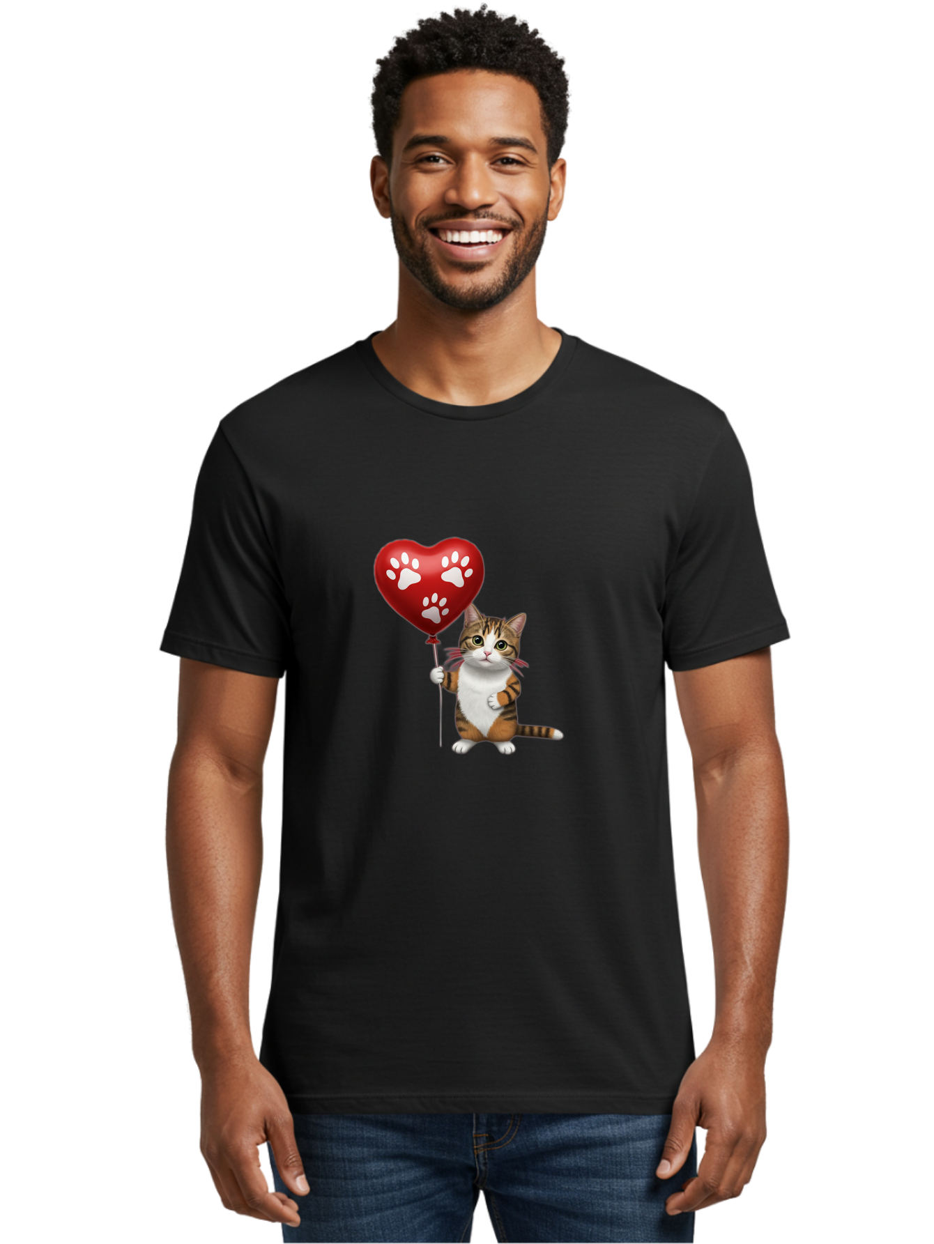 Cat-Holding-Heart-Balloon Men'S Graphic Tee, 100% Cotton, Comfortable Casual Summer Wear, Machine Washable, Vintage Camera, Old Camera, Antique Camera, Black Camera, Classic Photography, Photography Equipment, Nostalgic Device, Film Camera, Bah704