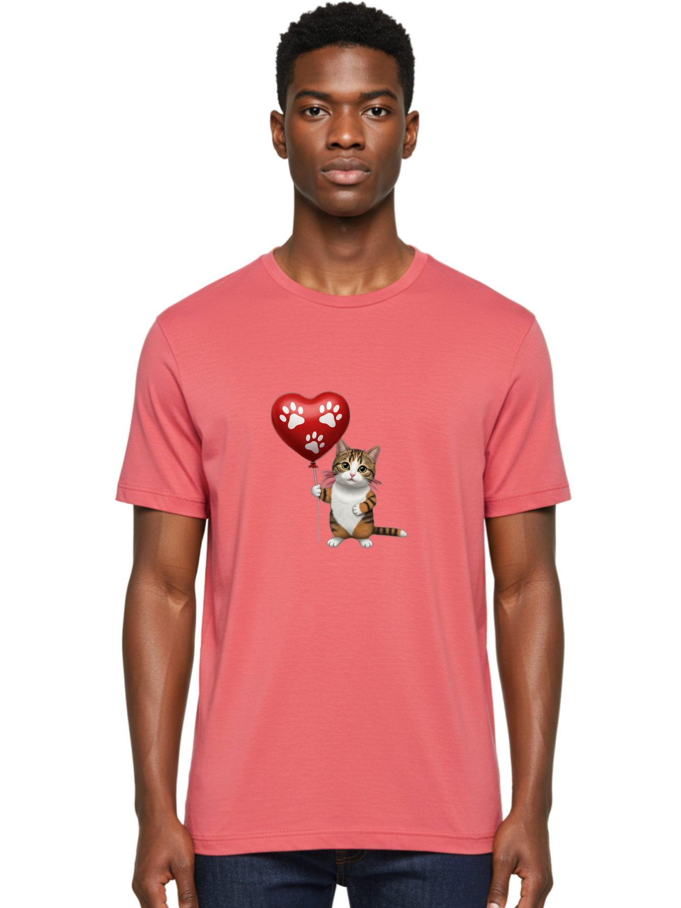 Cat-Holding-Heart-Balloon Men'S Graphic Tee, 100% Cotton, Comfortable Casual Summer Wear, Machine Washable, Vintage Camera, Old Camera, Antique Camera, Black Camera, Classic Photography, Photography Equipment, Nostalgic Device, Film Camera, Bah704