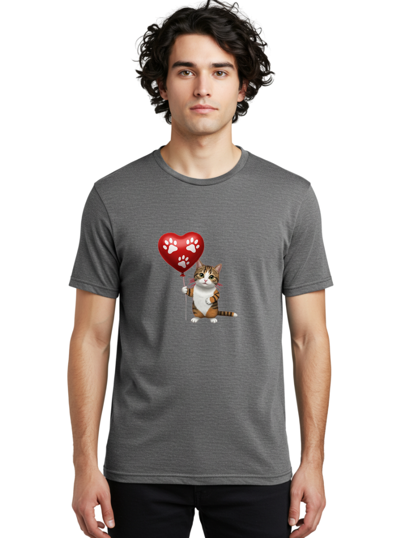 Cat-Holding-Heart-Balloon Men'S Graphic Tee, 100% Cotton, Comfortable Casual Summer Wear, Machine Washable, Vintage Camera, Old Camera, Antique Camera, Black Camera, Classic Photography, Photography Equipment, Nostalgic Device, Film Camera, Bah704