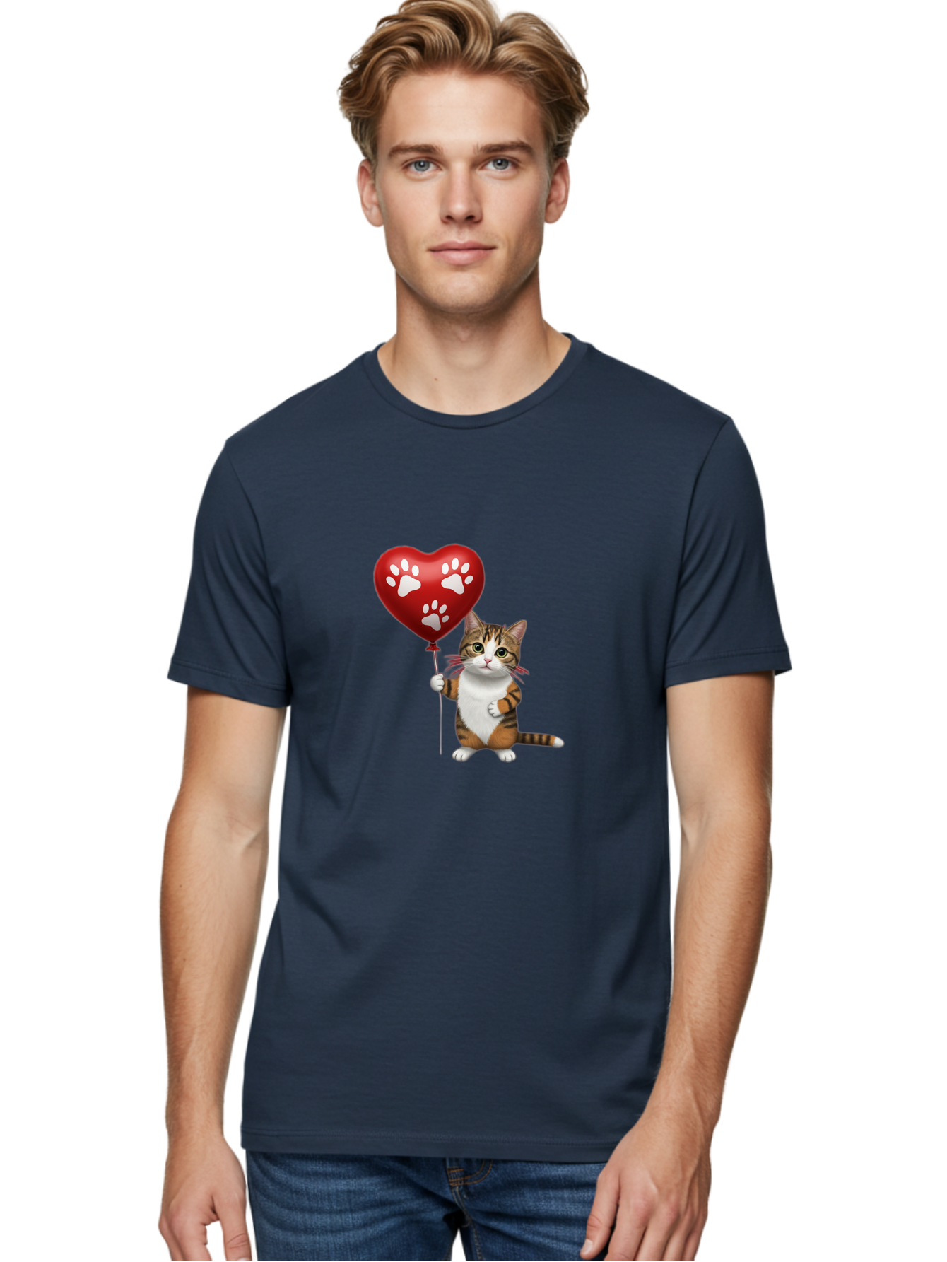 Cat-Holding-Heart-Balloon Men'S Graphic Tee, 100% Cotton, Comfortable Casual Summer Wear, Machine Washable, Vintage Camera, Old Camera, Antique Camera, Black Camera, Classic Photography, Photography Equipment, Nostalgic Device, Film Camera, Bah704