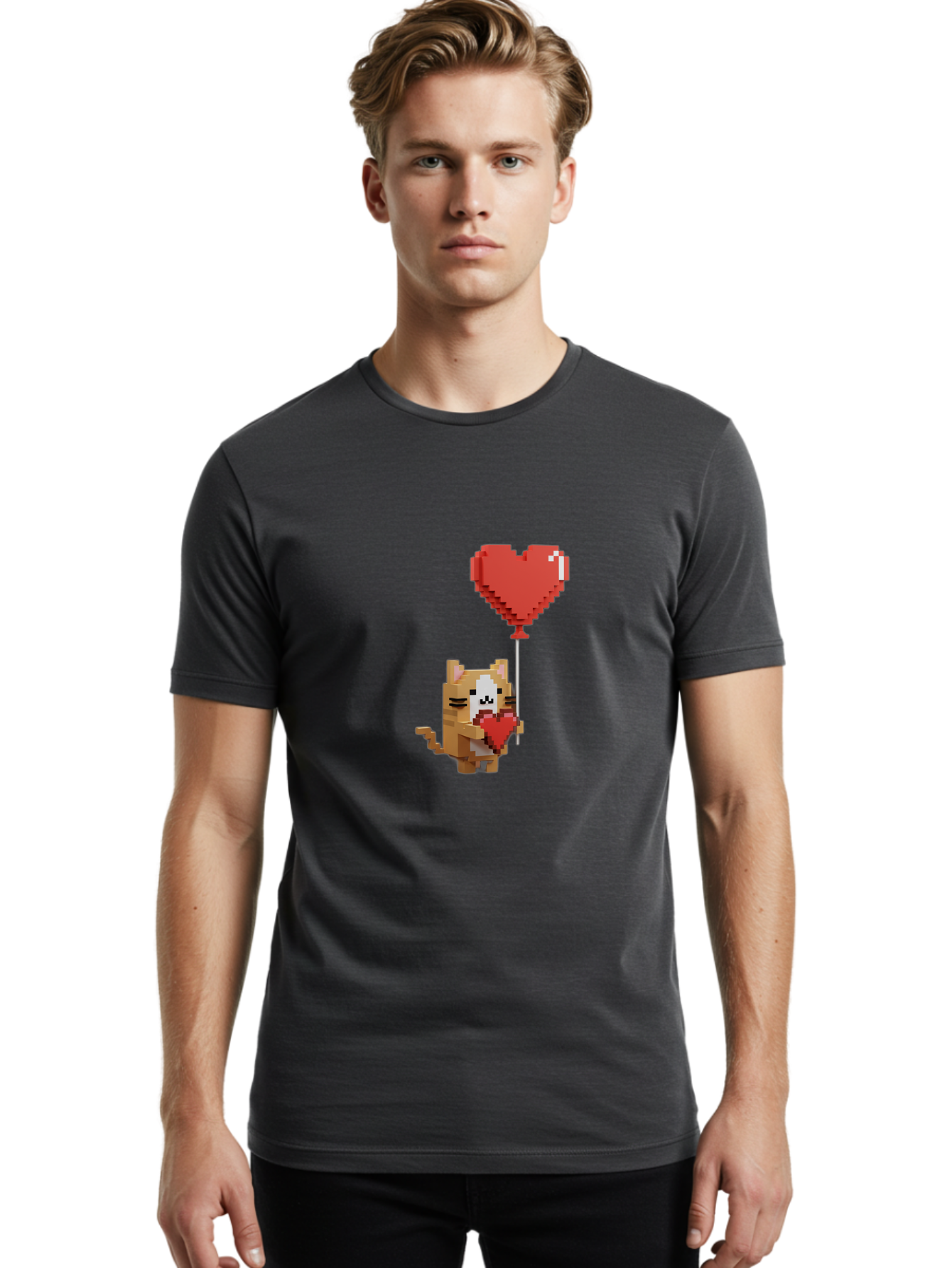 Cat-Hugging-Heart Men'S Graphic Tee, 100% Cotton, Comfortable Casual Summer Wear, Machine Washable, Vintage Camera, Old Camera, Antique Camera, Black Camera, Classic Photography, Photography Equipment, Nostalgic Device, Film Camera, Camera Art Bah705