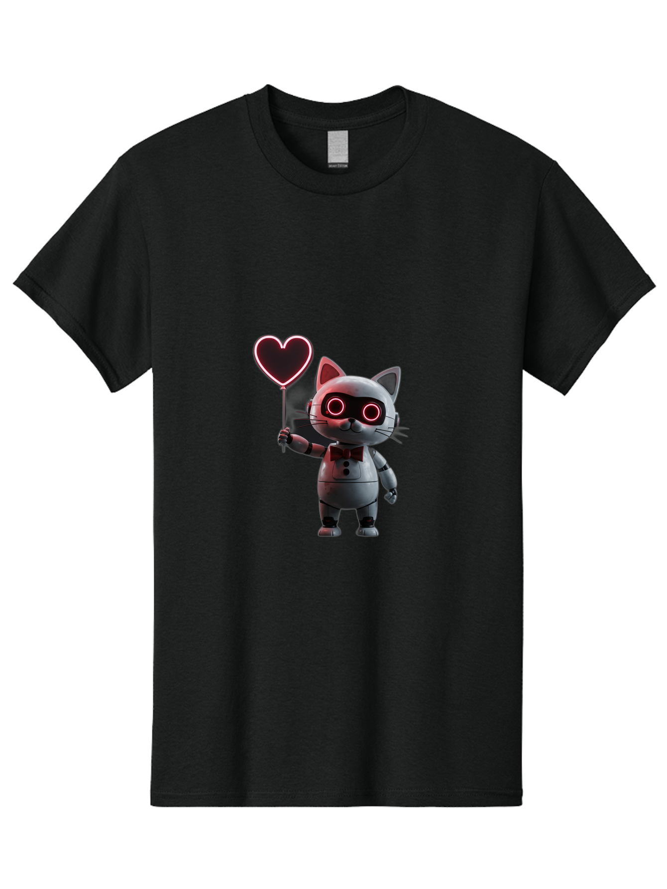 Cat-Robot-Heart Men'S Graphic Tee, 100% Cotton, Comfortable Casual Summer Wear, Machine Washable, Vintage Camera, Old Camera, Antique Camera, Black Camera, Classic Photography, Photography Equipment, Nostalgic Device, Film Camera, Camera Art Bah706