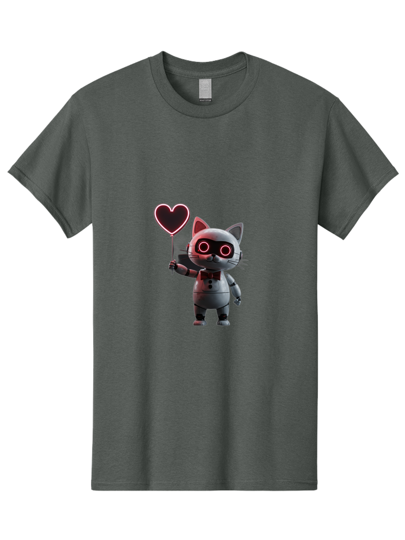 Cat-Robot-Heart Men'S Graphic Tee, 100% Cotton, Comfortable Casual Summer Wear, Machine Washable, Vintage Camera, Old Camera, Antique Camera, Black Camera, Classic Photography, Photography Equipment, Nostalgic Device, Film Camera, Camera Art Bah706