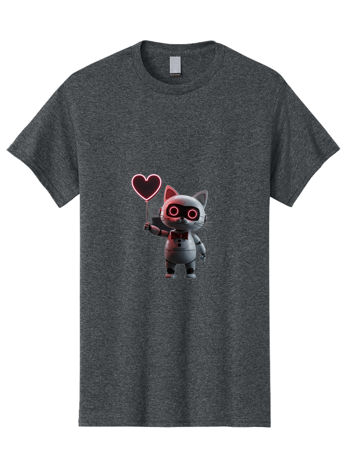 Cat-Robot-Heart Men'S Graphic Tee, 100% Cotton, Comfortable Casual Summer Wear, Machine Washable, Vintage Camera, Old Camera, Antique Camera, Black Camera, Classic Photography, Photography Equipment, Nostalgic Device, Film Camera, Camera Art Bah706