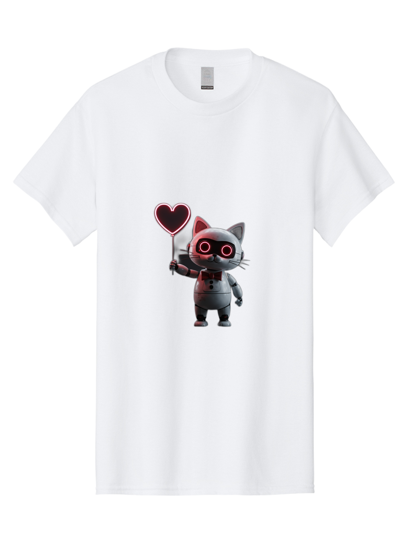 Cat-Robot-Heart Men'S Graphic Tee, 100% Cotton, Comfortable Casual Summer Wear, Machine Washable, Vintage Camera, Old Camera, Antique Camera, Black Camera, Classic Photography, Photography Equipment, Nostalgic Device, Film Camera, Camera Art Bah706