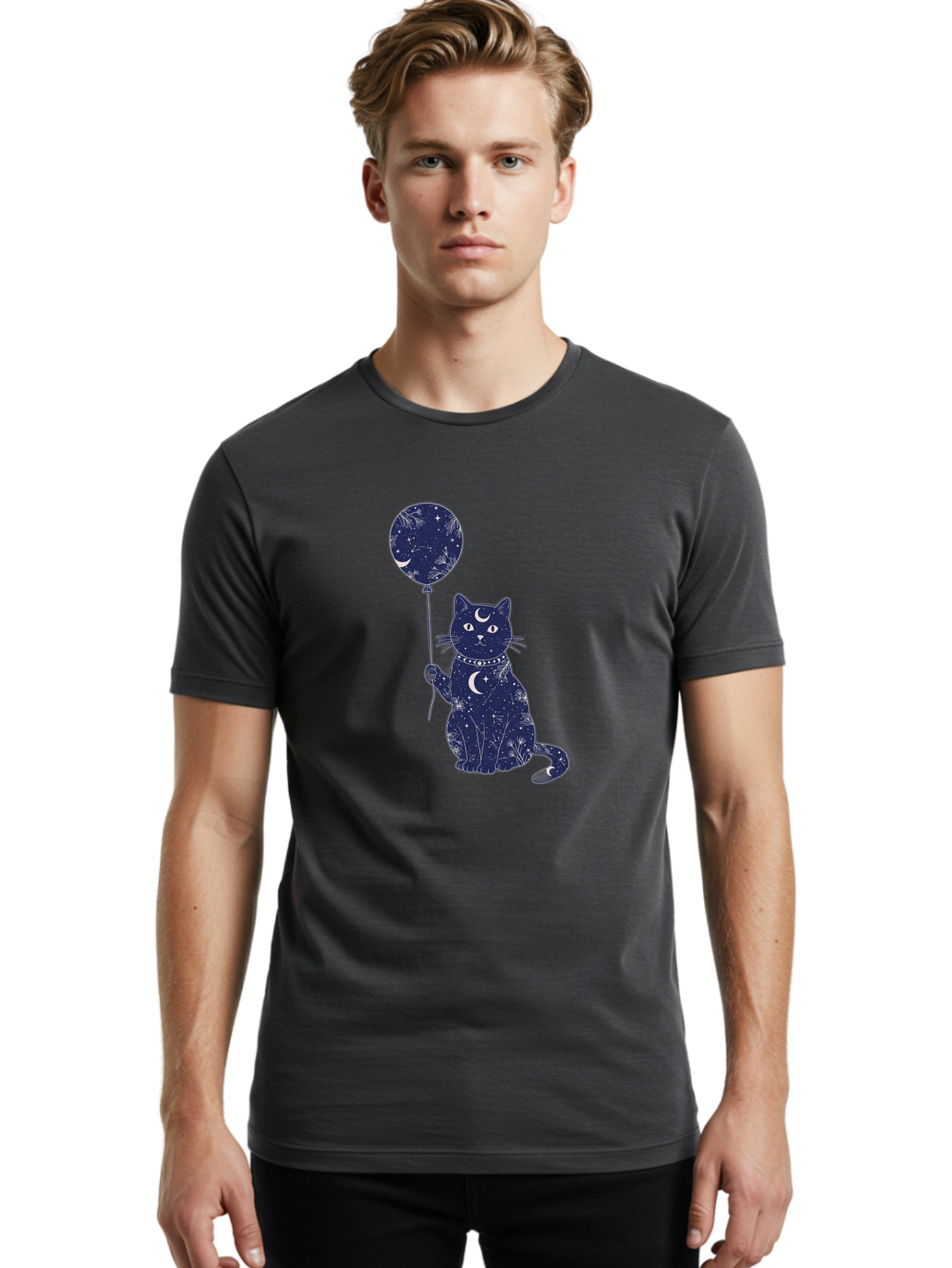 Cat-With-Galaxy-Balloon Men'S Graphic Tee, 100% Cotton, Comfortable Casual Summer Wear, Machine Washable, Vintage Camera, Old Camera, Antique Camera, Black Camera, Classic Photography, Photography Equipment, Nostalgic Device, Film Camera, Bah707