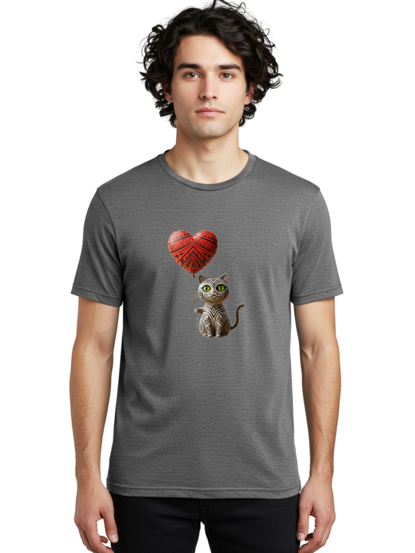 Cat-With-Heart-Balloon-1 Men'S Graphic Tee, 100% Cotton, Comfortable Casual Summer Wear, Machine Washable, Vintage Camera, Old Camera, Antique Camera, Black Camera, Classic Photography, Photography Equipment, Nostalgic Device, Film Camera, Bah708