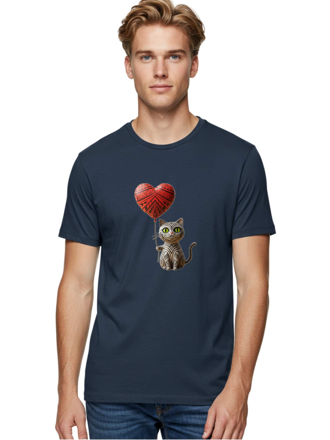 Cat-With-Heart-Balloon-1 Men'S Graphic Tee, 100% Cotton, Comfortable Casual Summer Wear, Machine Washable, Vintage Camera, Old Camera, Antique Camera, Black Camera, Classic Photography, Photography Equipment, Nostalgic Device, Film Camera, Bah708