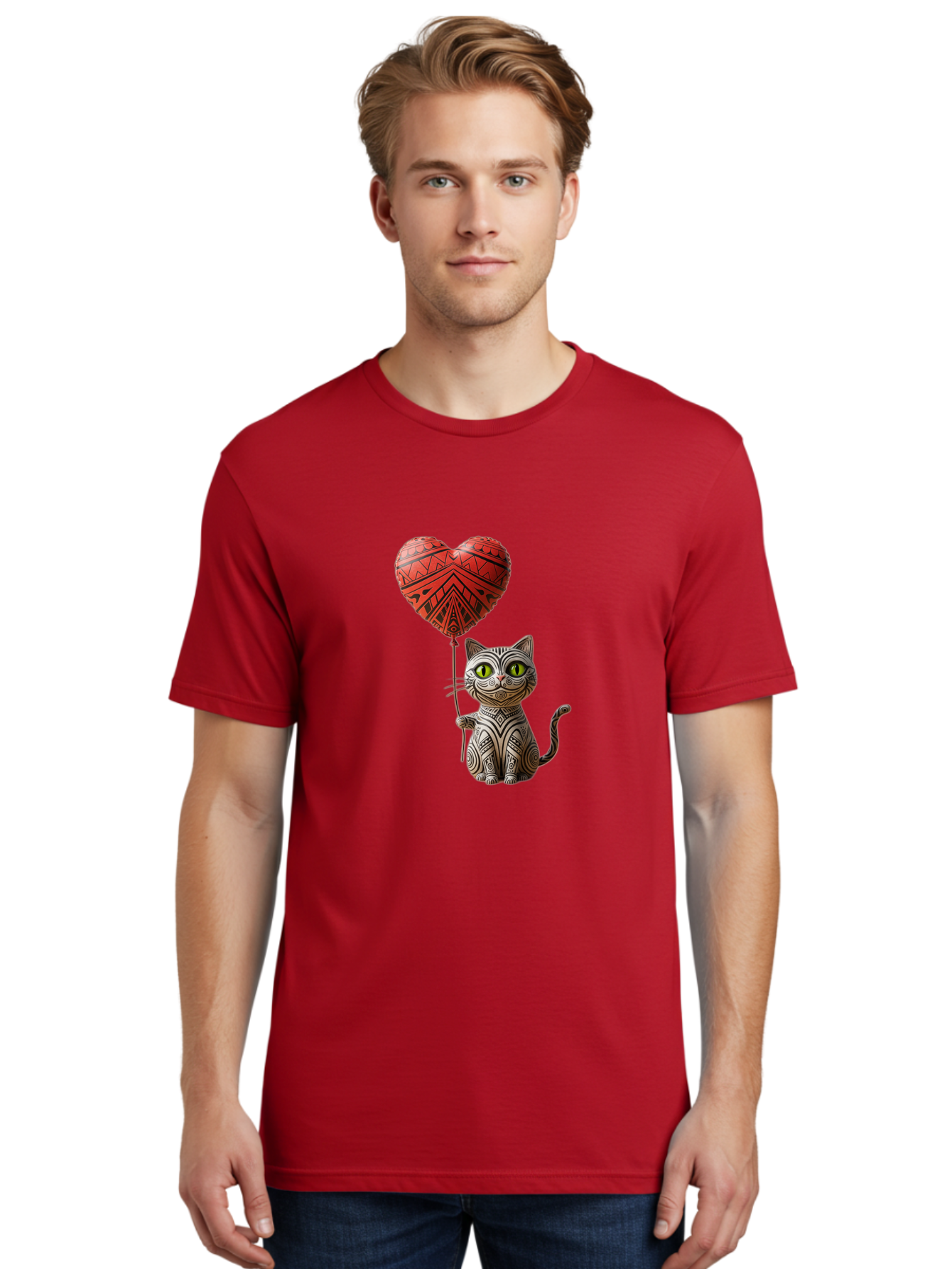 Cat-With-Heart-Balloon-1 Men'S Graphic Tee, 100% Cotton, Comfortable Casual Summer Wear, Machine Washable, Vintage Camera, Old Camera, Antique Camera, Black Camera, Classic Photography, Photography Equipment, Nostalgic Device, Film Camera, Bah708