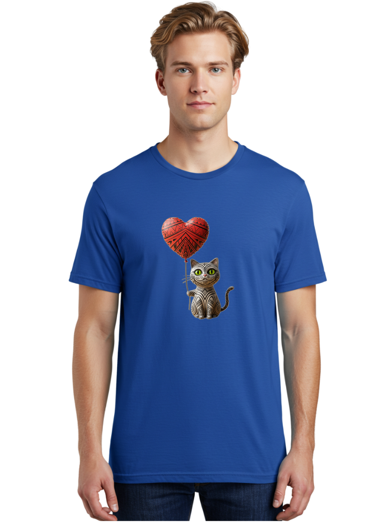 Cat-With-Heart-Balloon-1 Men'S Graphic Tee, 100% Cotton, Comfortable Casual Summer Wear, Machine Washable, Vintage Camera, Old Camera, Antique Camera, Black Camera, Classic Photography, Photography Equipment, Nostalgic Device, Film Camera, Bah708