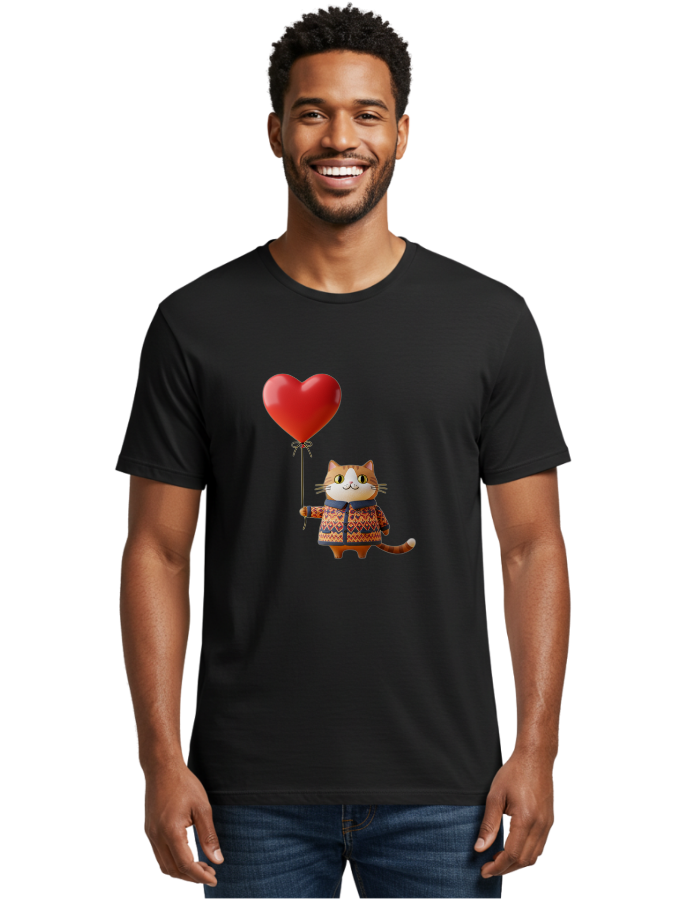 Cat-With-Heart-Balloon-3 Men'S Graphic Tee, 100% Cotton, Comfortable Casual Summer Wear, Machine Washable, Vintage Camera, Old Camera, Antique Camera, Black Camera, Classic Photography, Photography Equipment, Nostalgic Device, Film Camera, Bah710