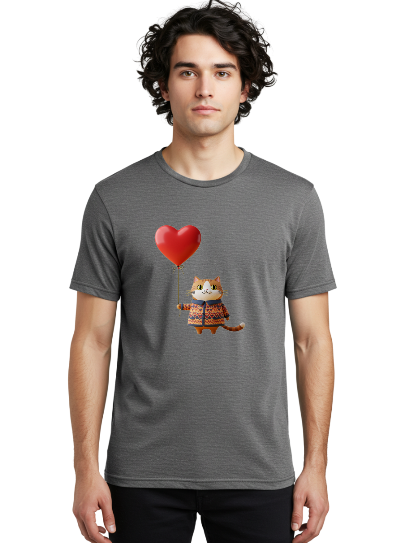 Cat-With-Heart-Balloon-3 Men'S Graphic Tee, 100% Cotton, Comfortable Casual Summer Wear, Machine Washable, Vintage Camera, Old Camera, Antique Camera, Black Camera, Classic Photography, Photography Equipment, Nostalgic Device, Film Camera, Bah710